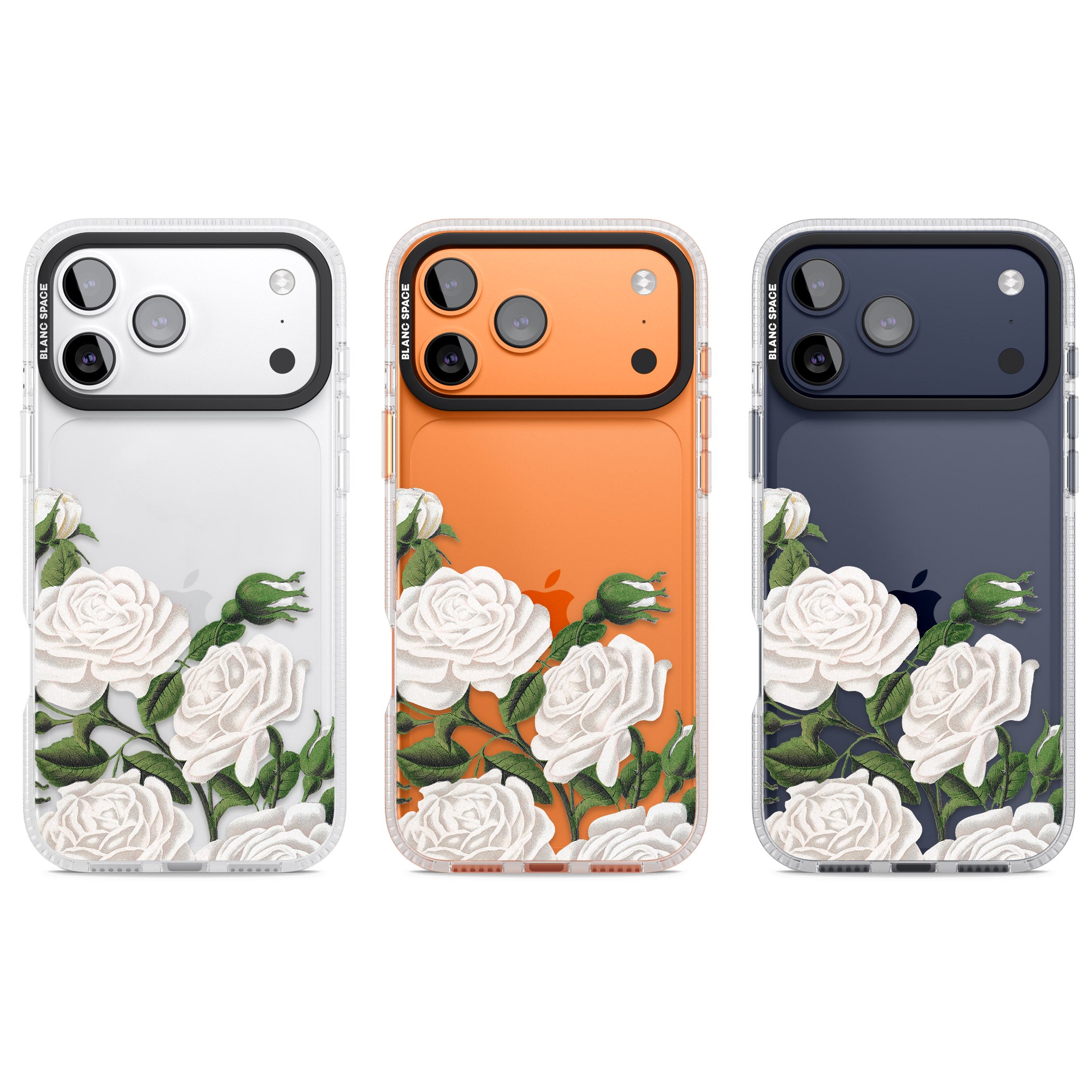 White Vintage Painted Flowers iPhone 17 Pro Impact Air Clear Phone Case APT Impact Protection