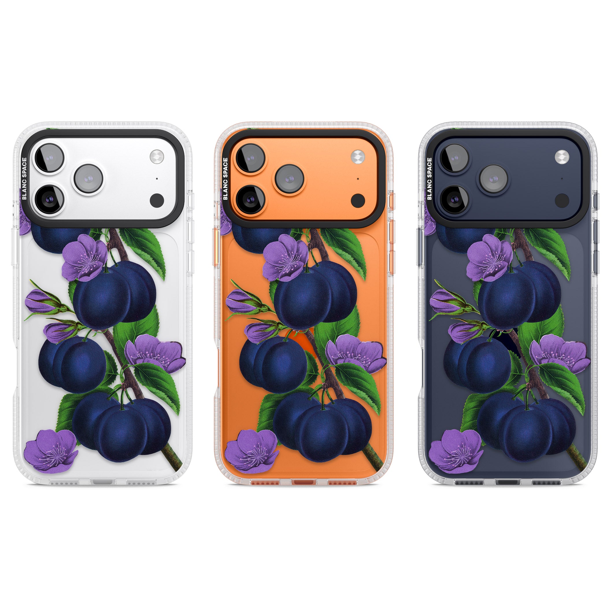 Vintage Painted Plums iPhone 17 Pro Impact Air Clear Phone Case APT Impact Protection