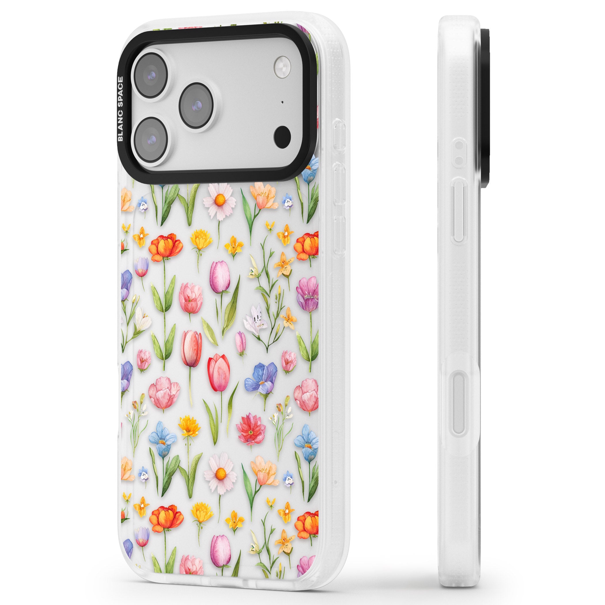 Small Flower Mix iPhone 17 Pro Max Impact Air Clear Phone Case Side Profile