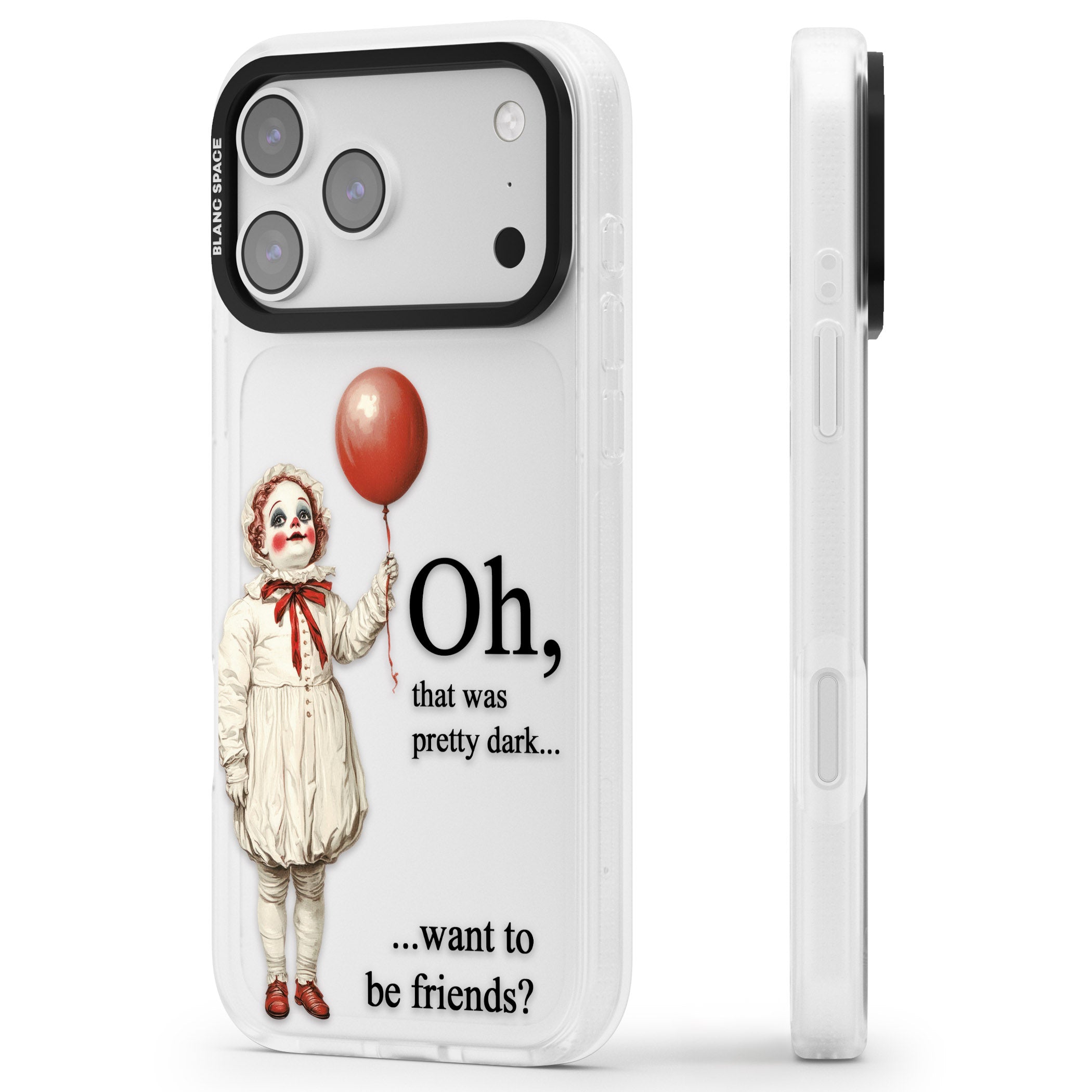 Want To Be Friends? iPhone 17 Pro Max Impact Air Clear Phone Case Side Profile