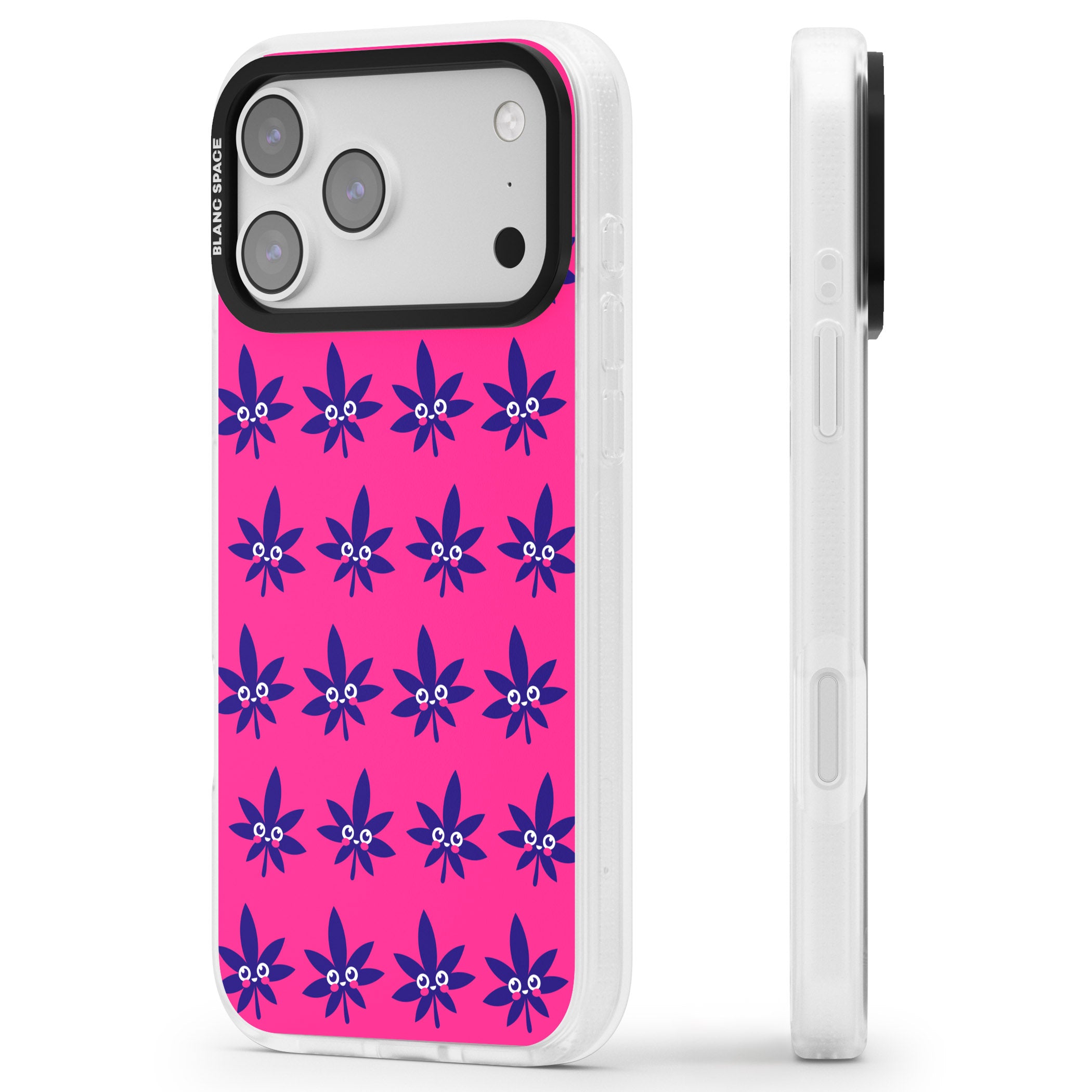 Pink Sativa iPhone 17 Pro Impact Air Clear Phone Case Side Profile