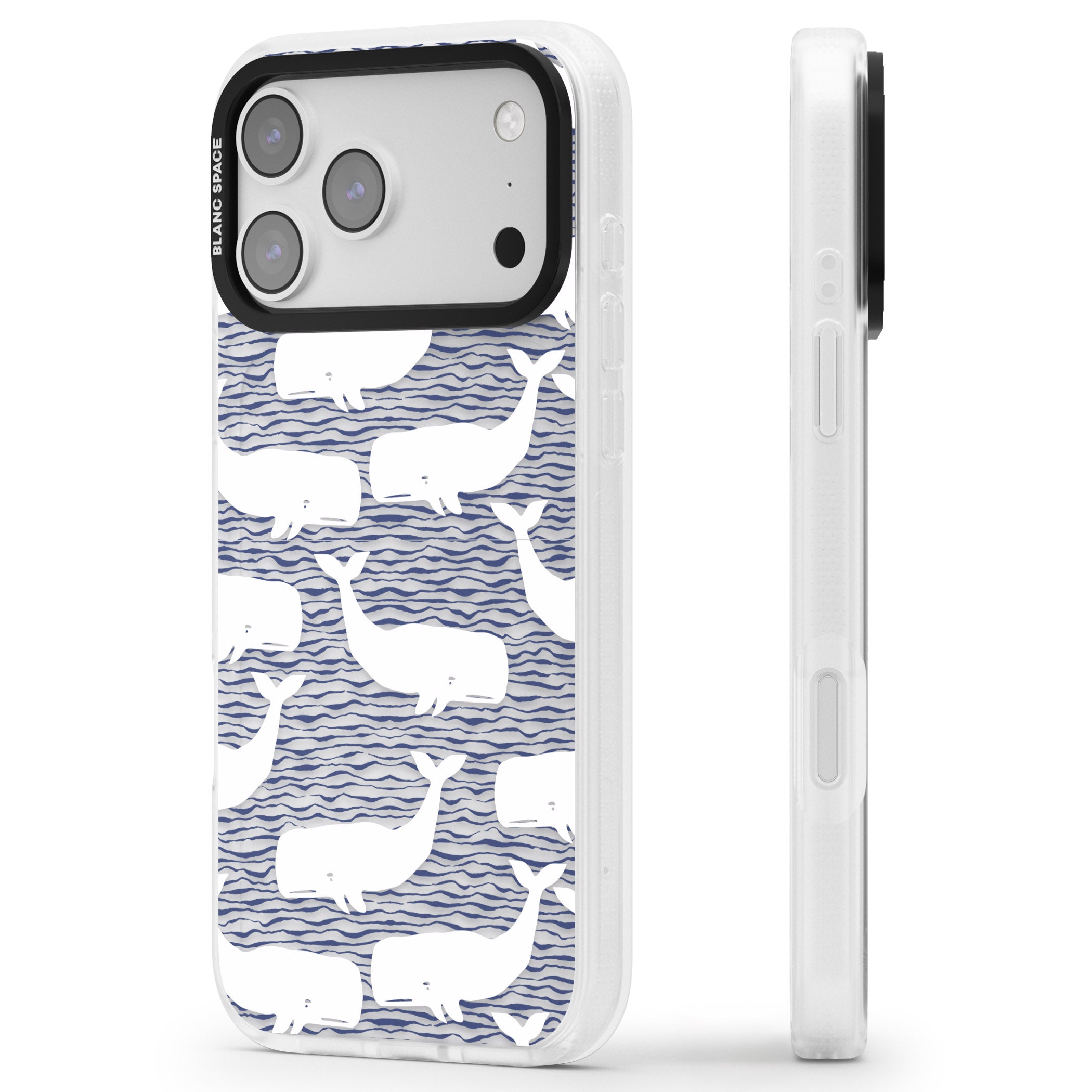 Whale Wave iPhone 17 Pro Impact Air Clear Phone Case Side Profile