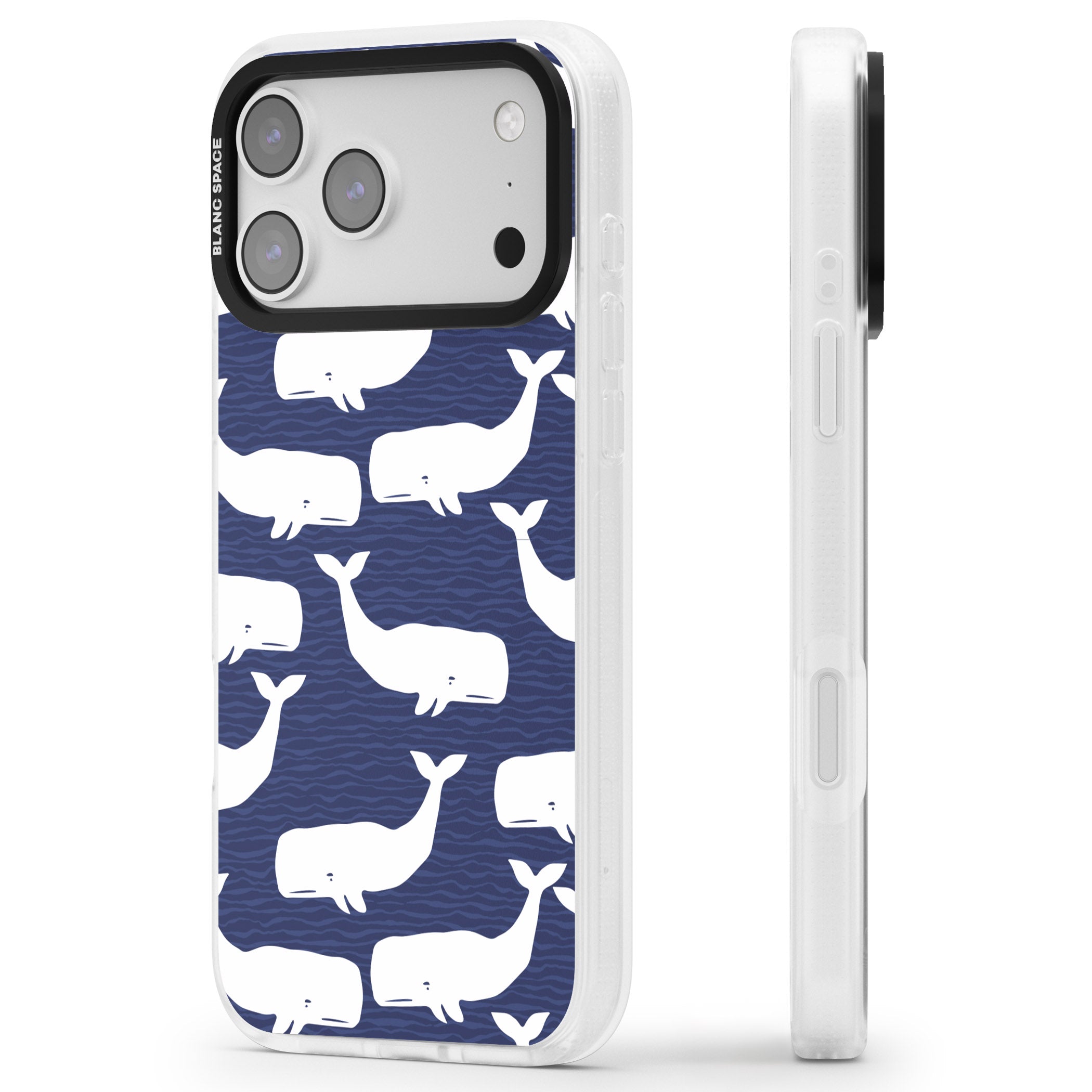 Whale Dreams iPhone 17 Pro Max Impact Air Clear Phone Case Side Profile