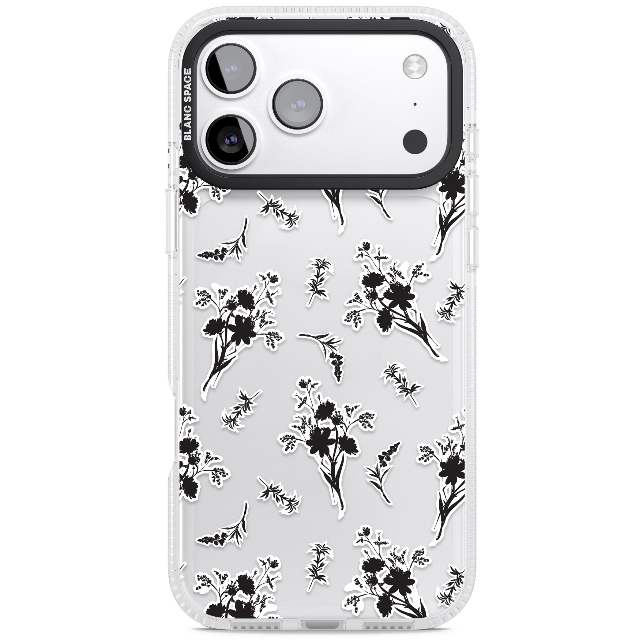 Black Sticker Wildflowers iPhone 17 Pro Impact Air Clear Phone Case