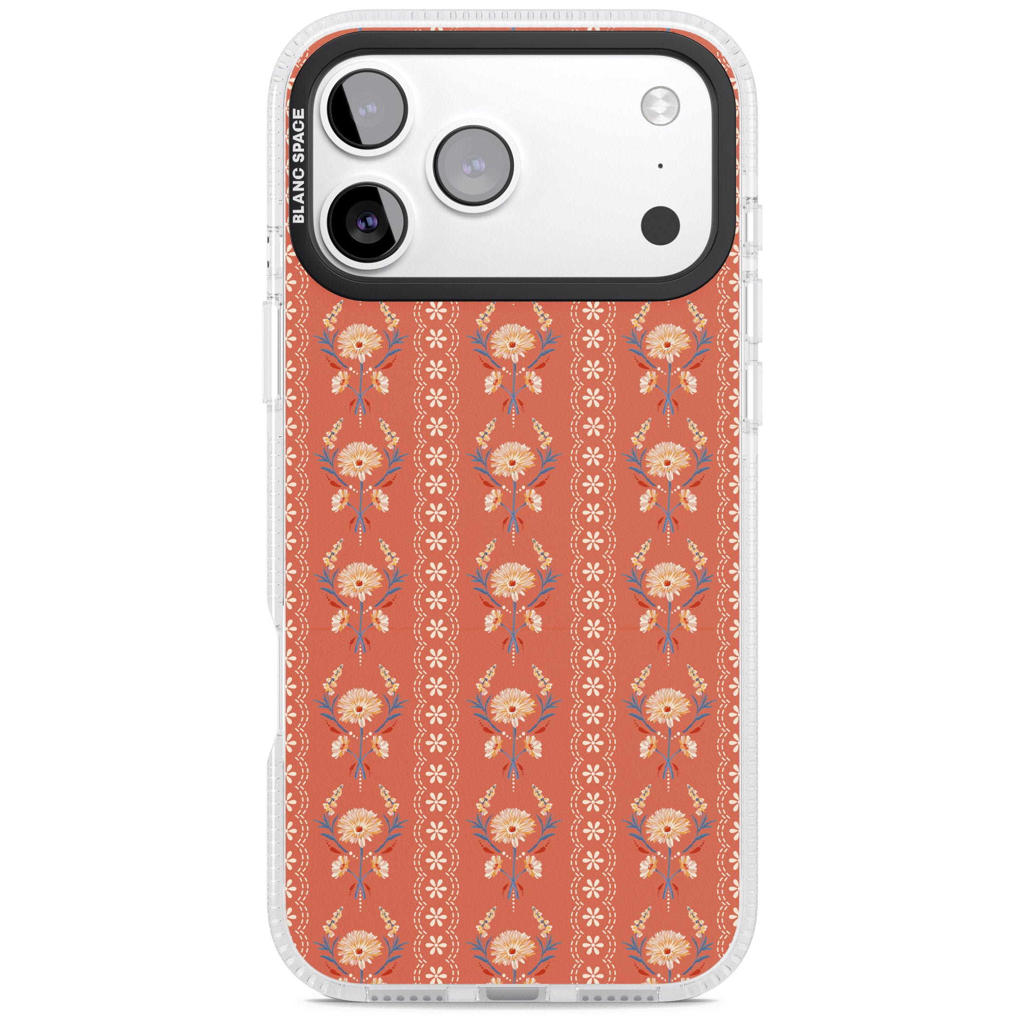 Vintage Terracotta Floral iPhone 17 Pro Max Impact Air Clear Phone Case