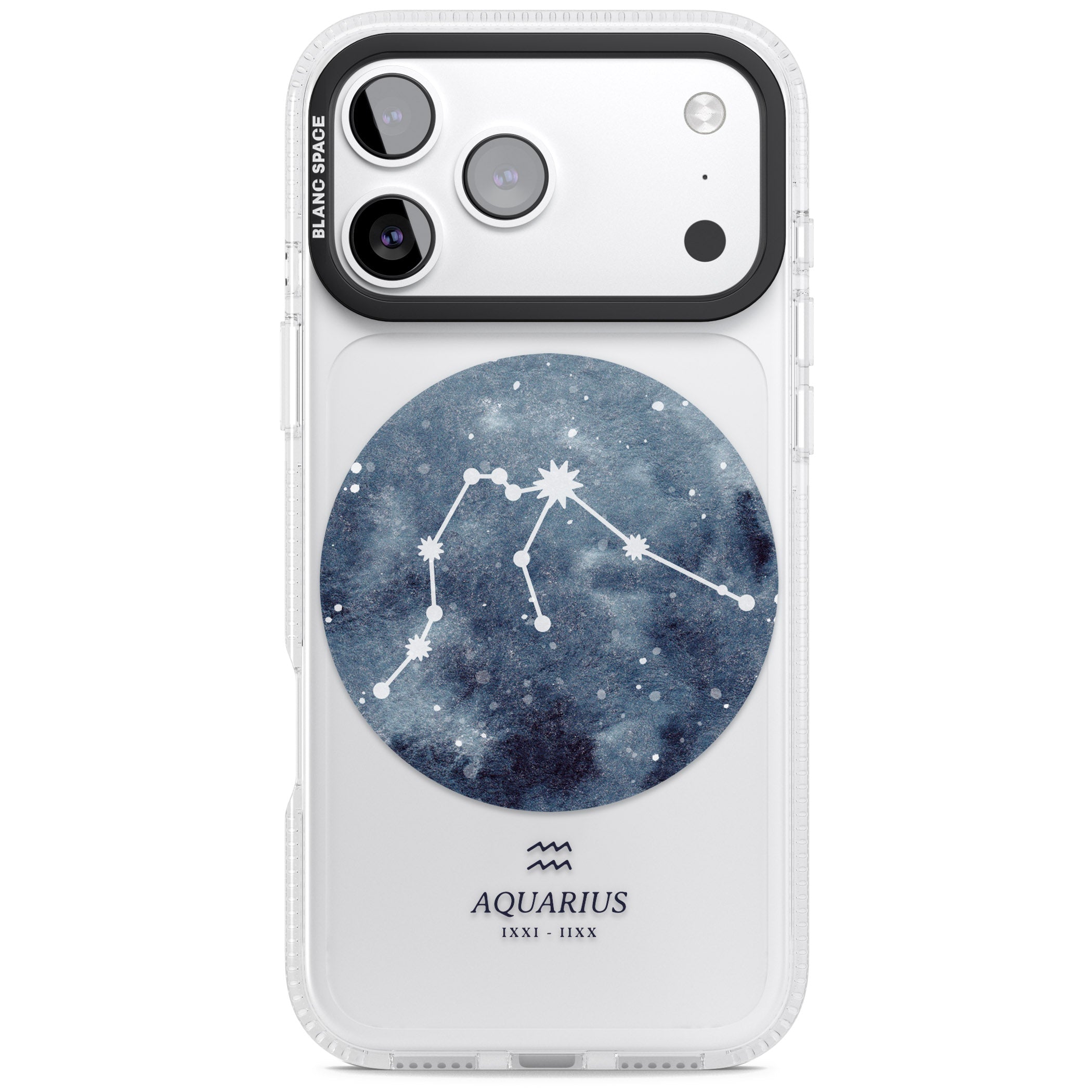 Aquarius Zodiac Blue iPhone 17 Pro Max Impact Air Clear Phone Case