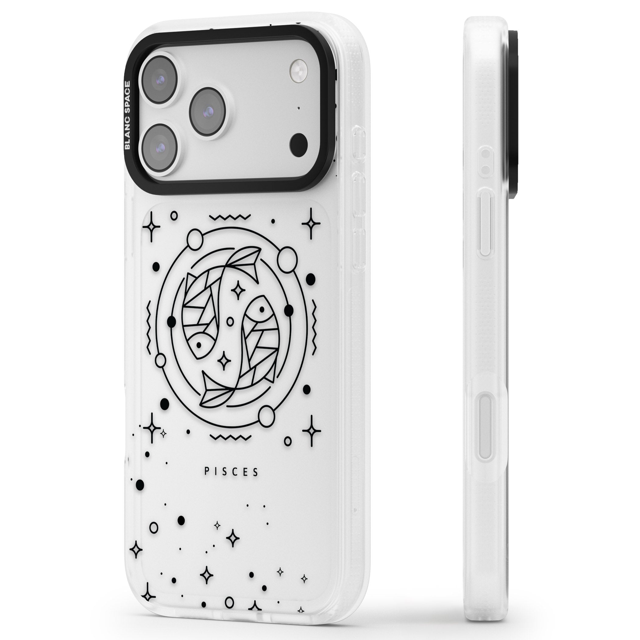 Pisces Emblem Transparent iPhone 17 Pro Max Impact Air Clear Phone Case Side Profile
