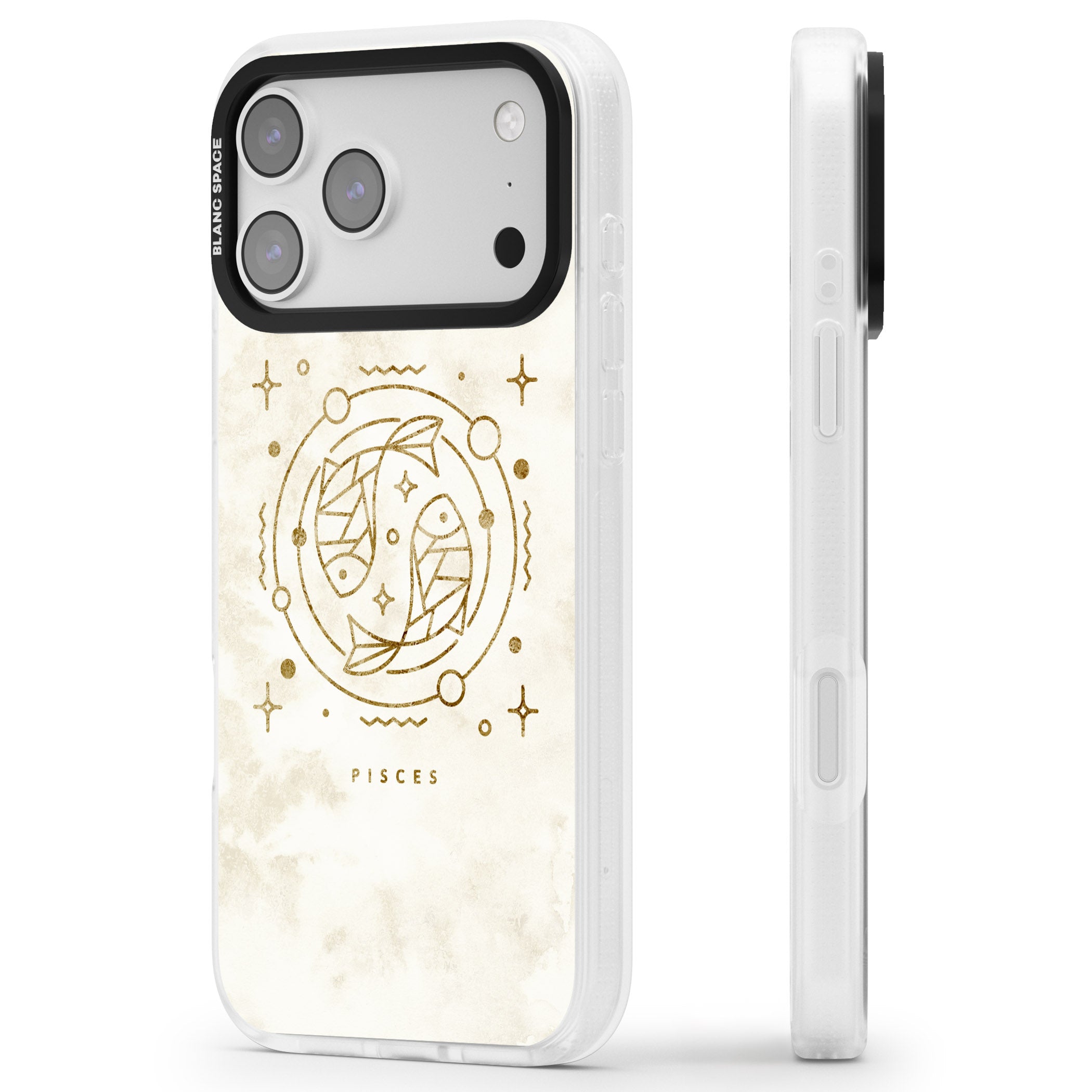 Pisces Emblem iPhone 17 Pro Max Impact Air Clear Phone Case Side Profile