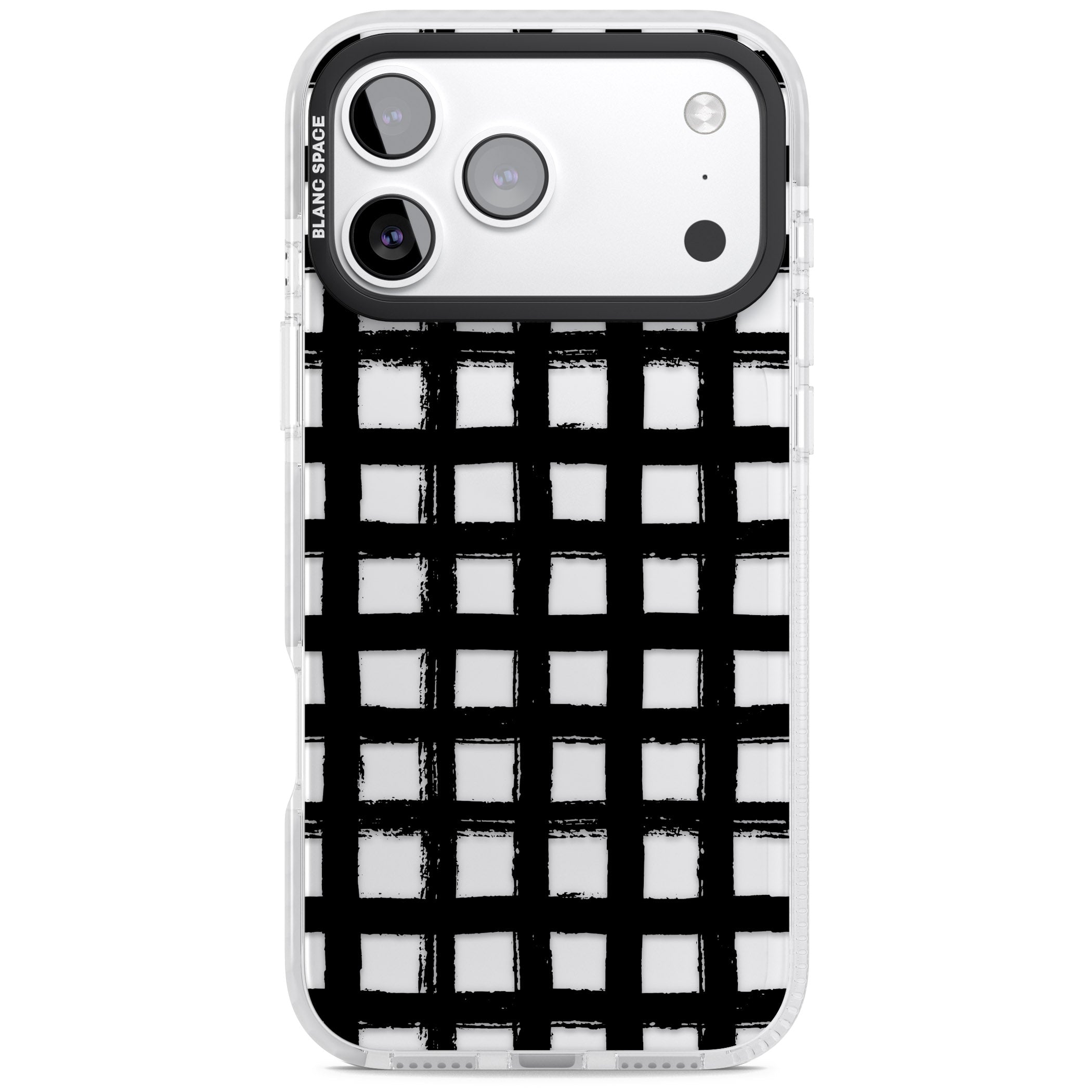 Messy Black Grid Clear iPhone 17 Pro Max Impact Clear Phone Case