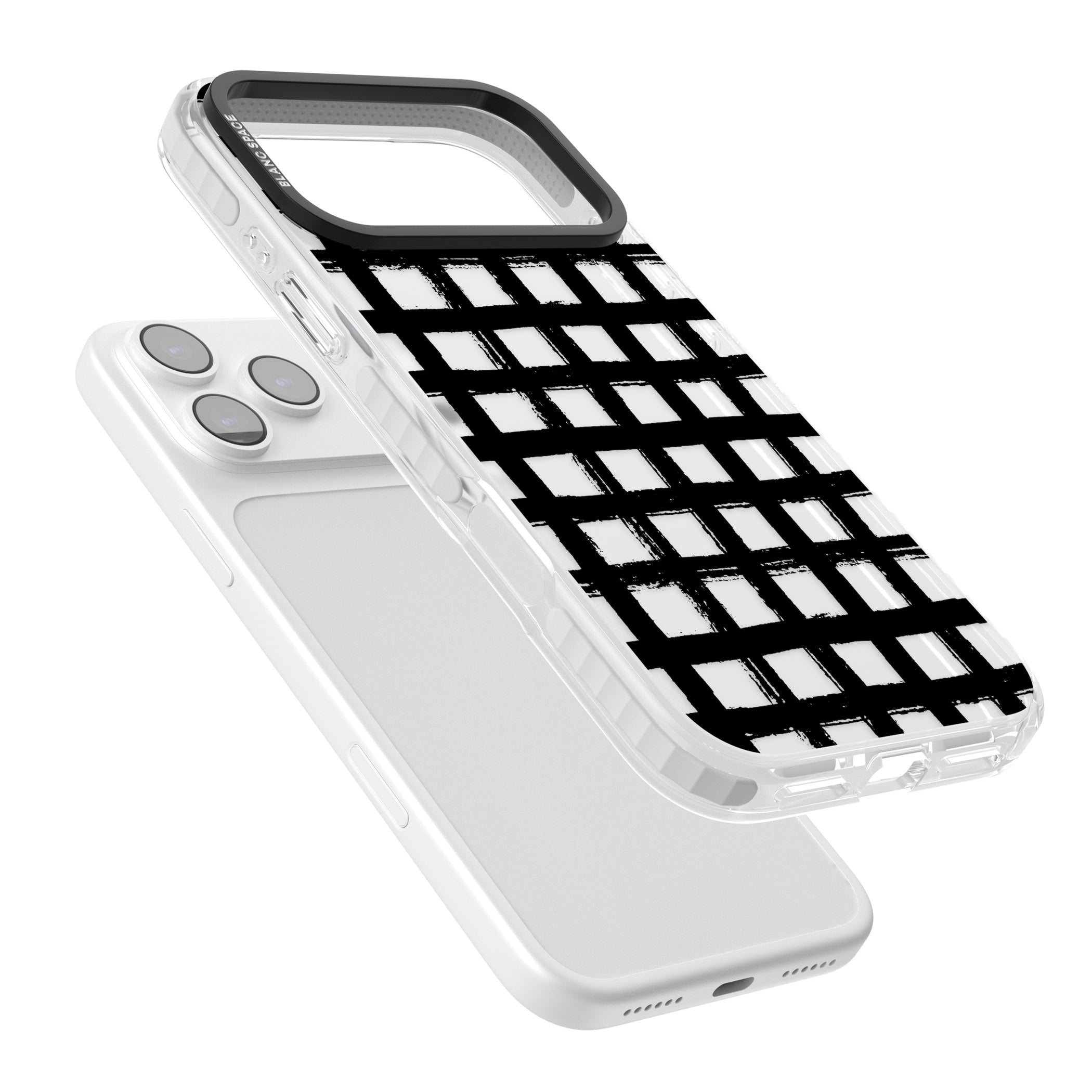 Messy Black Grid Clear iPhone 17 Pro Max Impact Clear Phone Case Colours