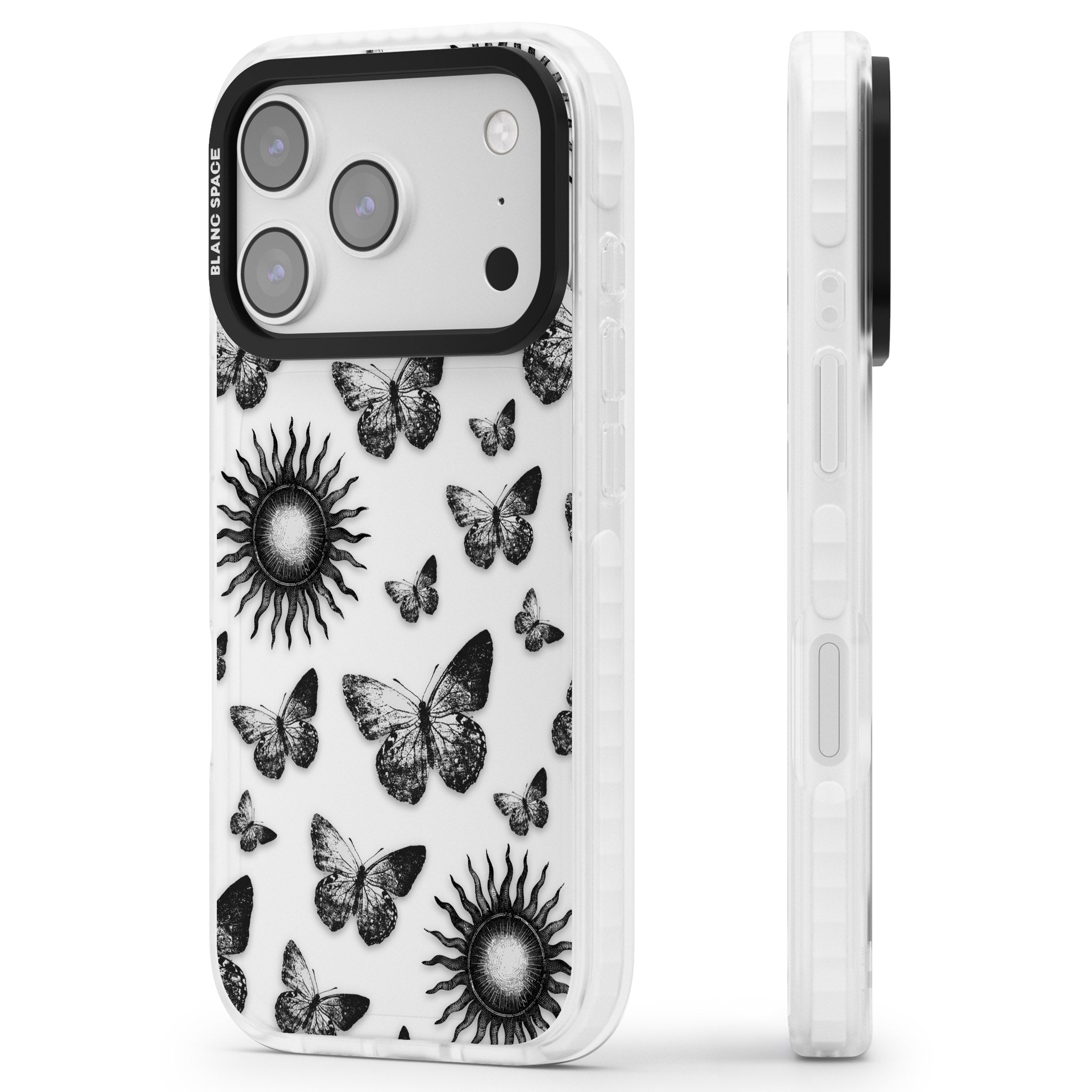 Butterflies Suns iPhone 17 Pro Max Impact Clear Phone Case Side Profile
