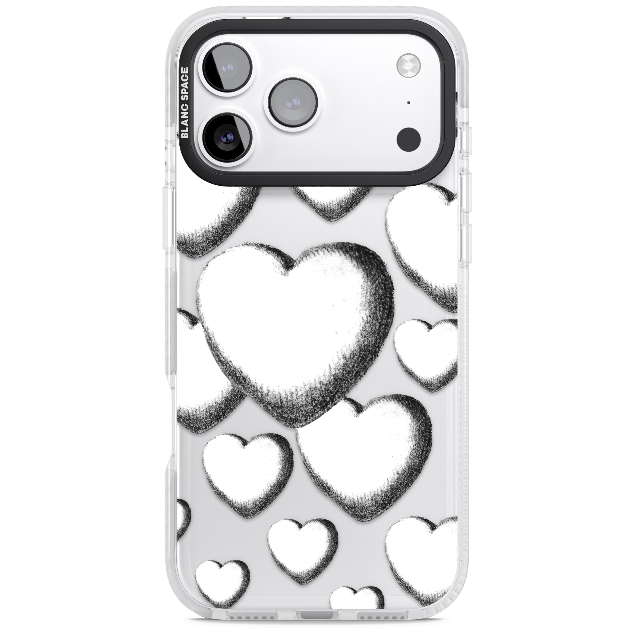 Hand Drawn Hearts iPhone 17 Pro Impact Clear Phone Case