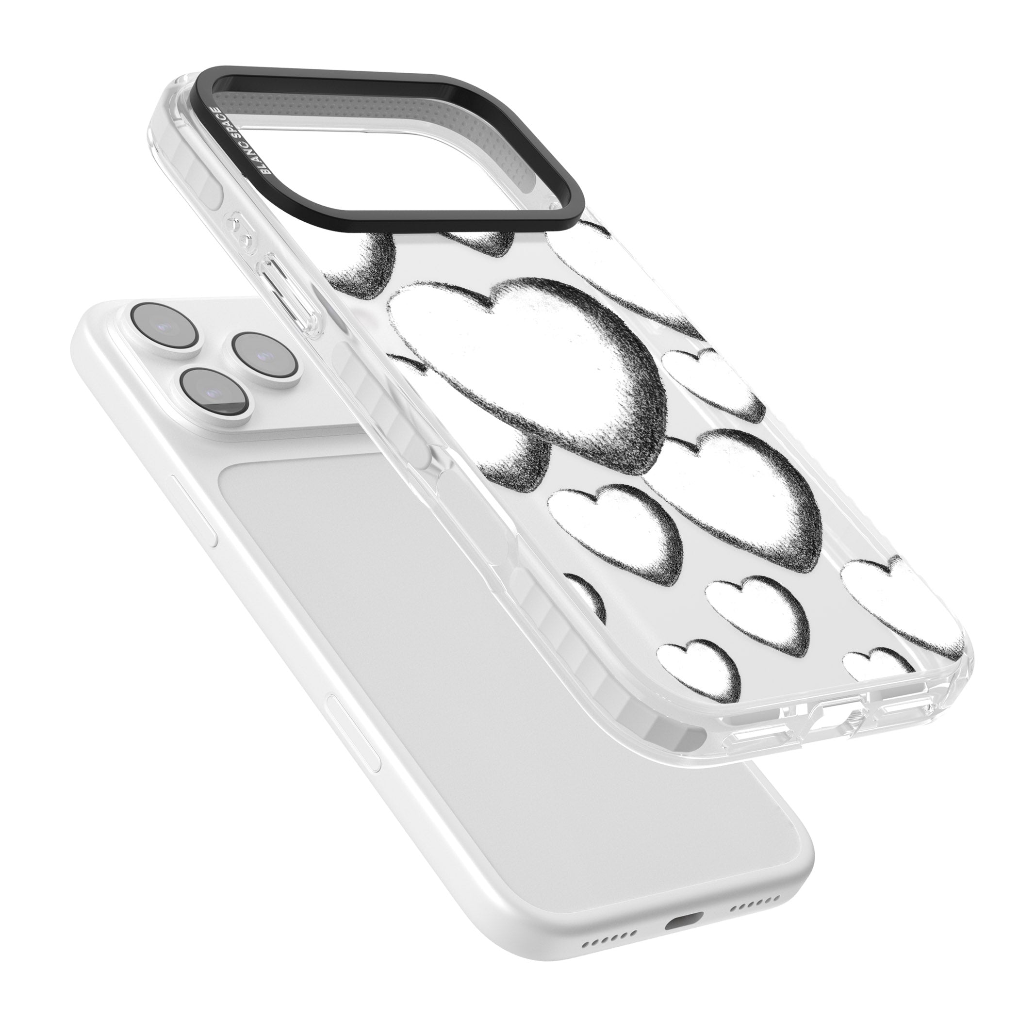 Hand Drawn Hearts iPhone 17 Pro Impact Clear Phone Case Colours