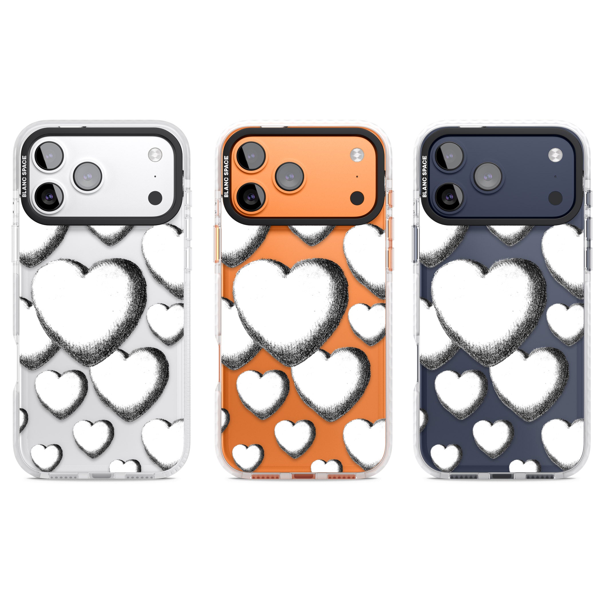 Hand Drawn Hearts iPhone 17 Pro Impact Clear Phone Case APT Impact Protection