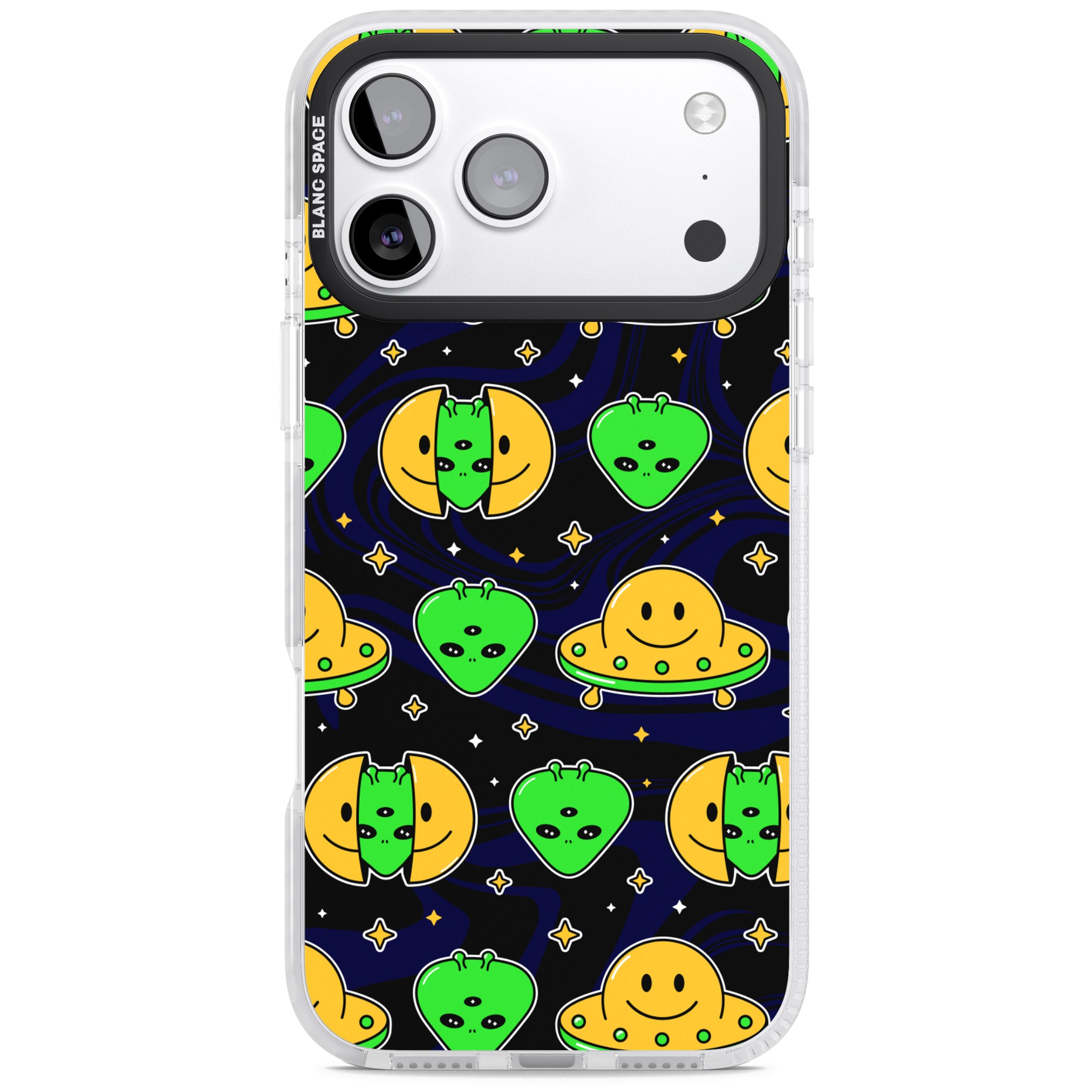 Alien Head Pattern iPhone 17 Pro Max Impact Clear Phone Case