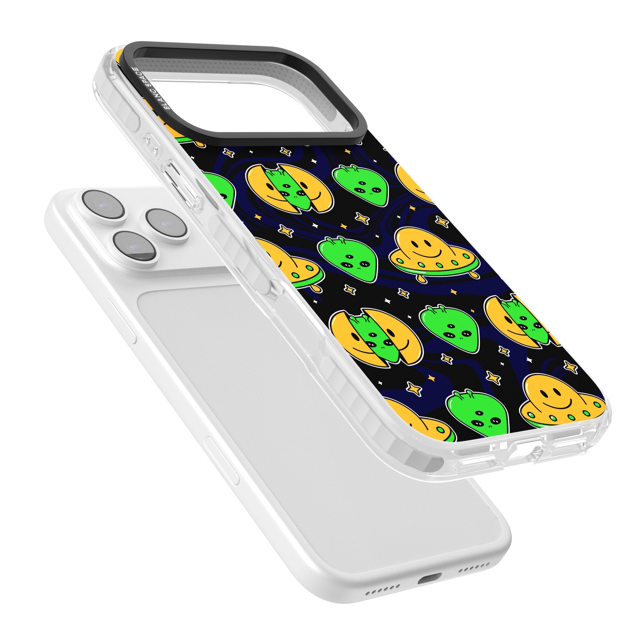 Alien Head Pattern iPhone 17 Pro Max Impact Clear Phone Case Colours