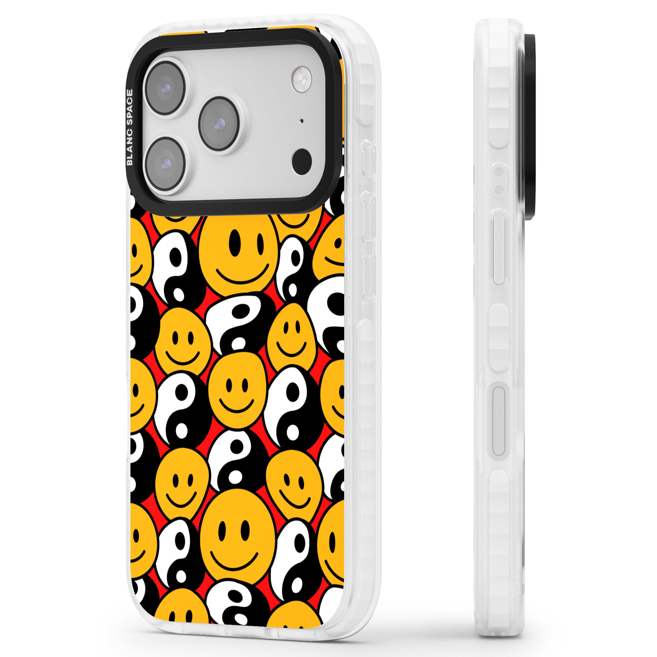 Yin Yang & Faces iPhone 17 Pro Max Impact Clear Phone Case Side Profile