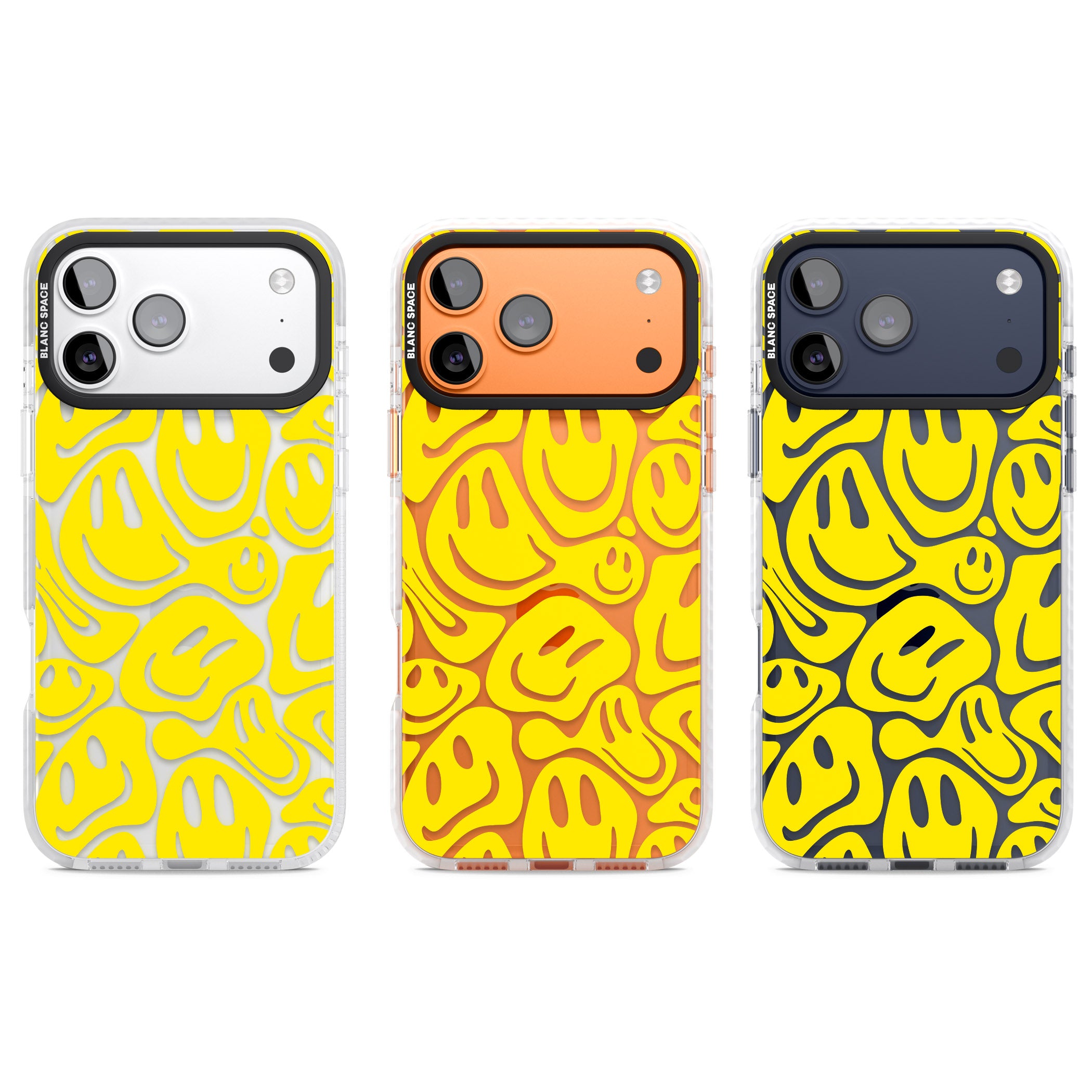 Yellow Acid Faces iPhone 17 Pro Impact Clear Phone Case APT Impact Protection