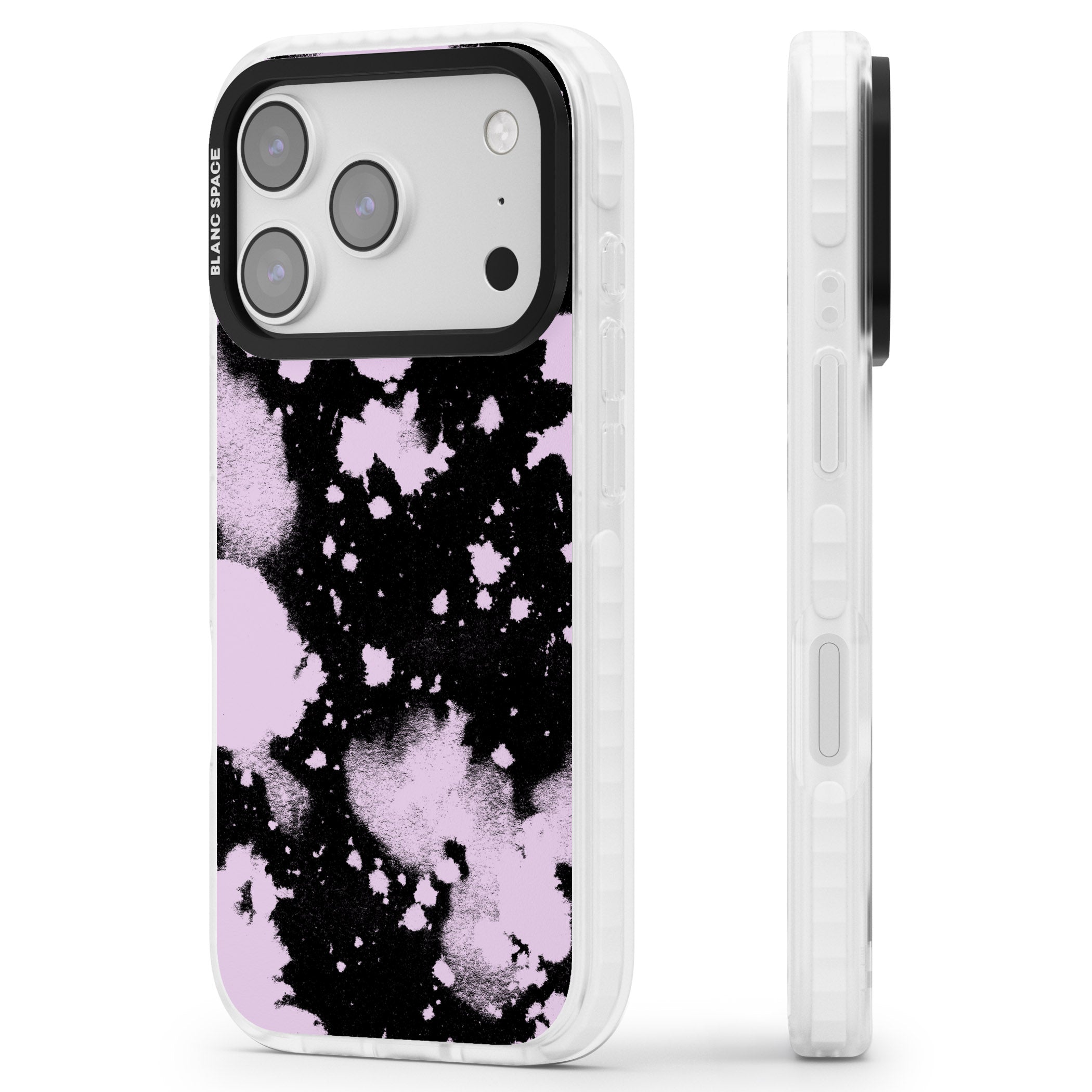Pink & Black Acid Wash Tie Dye iPhone 17 Pro Impact Clear Phone Case Side Profile