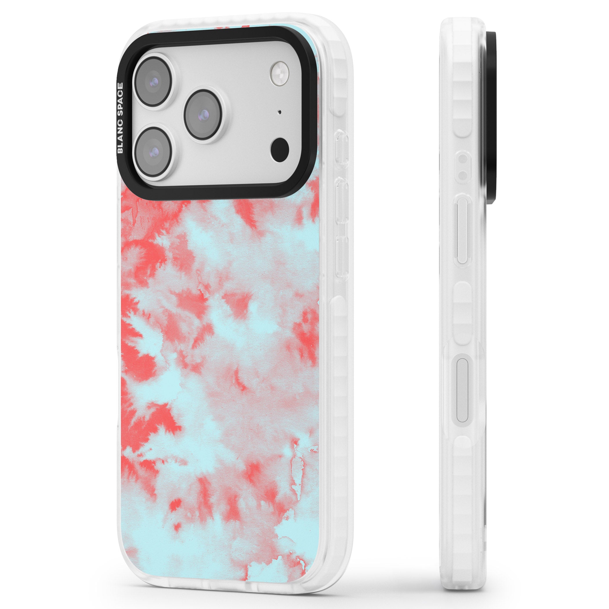 Red & Blue Acid Cloud iPhone 17 Pro Impact Clear Phone Case Side Profile