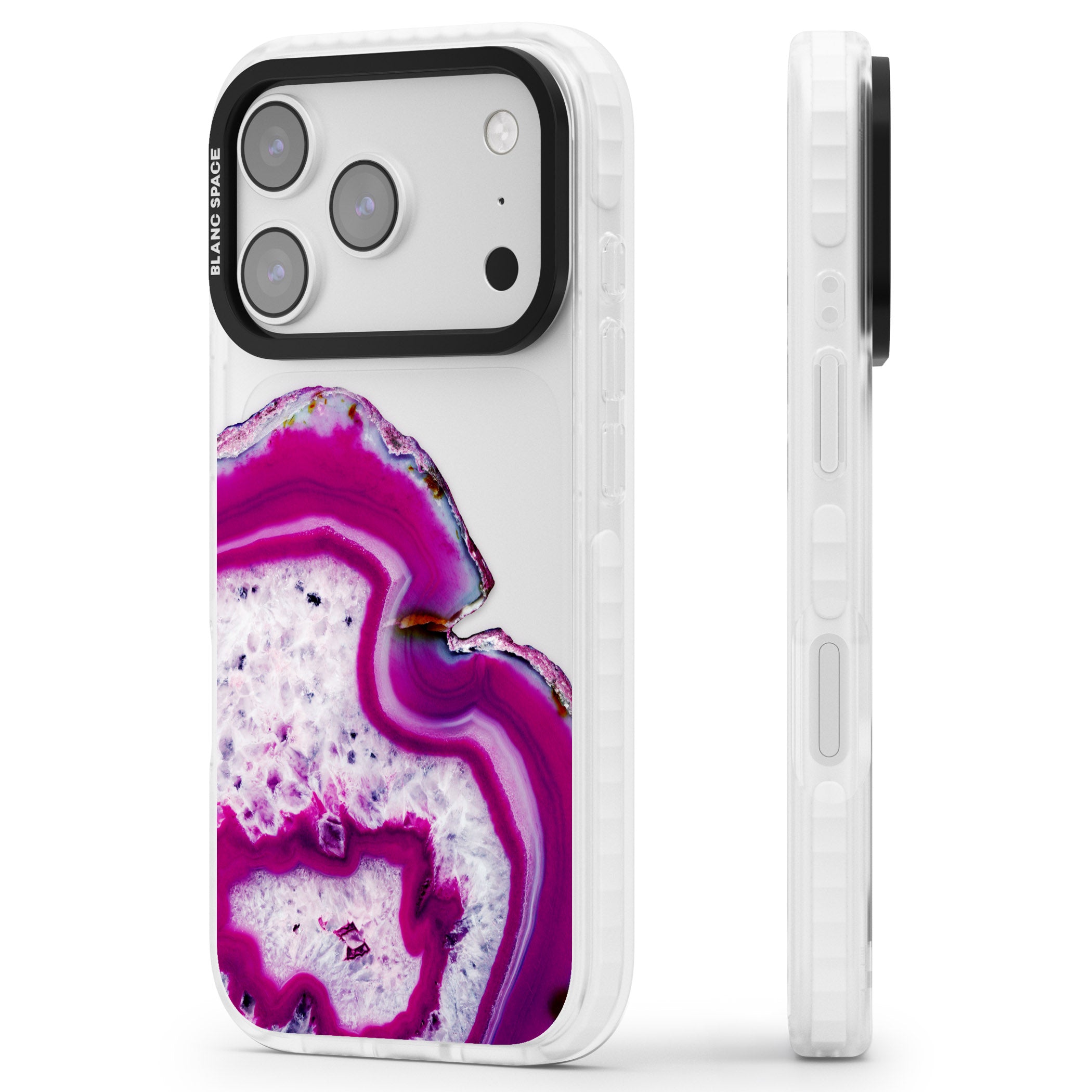 Violet Crystal Agate iPhone 17 Pro Impact Clear Phone Case Side Profile