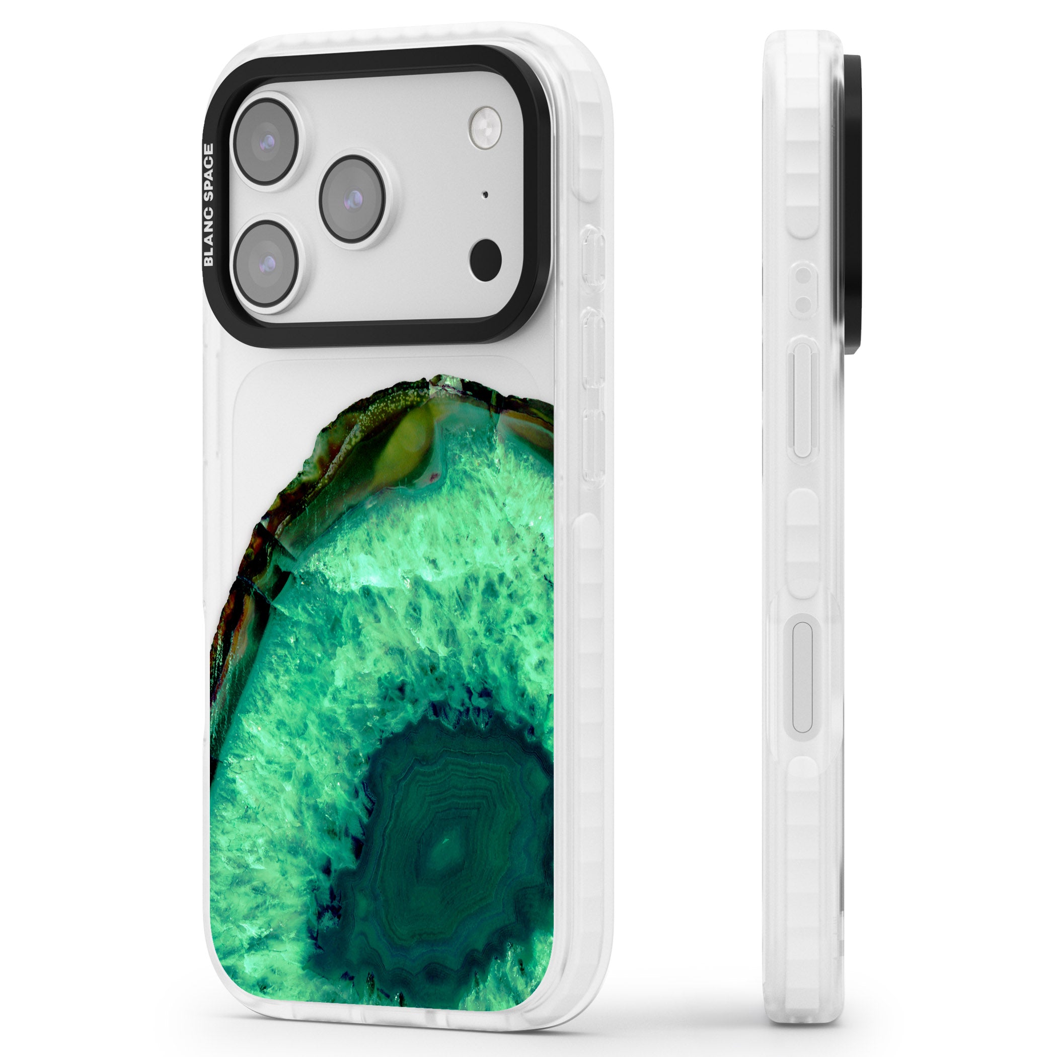 Emerald Geode iPhone 17 Pro Max Impact Clear Phone Case Side Profile