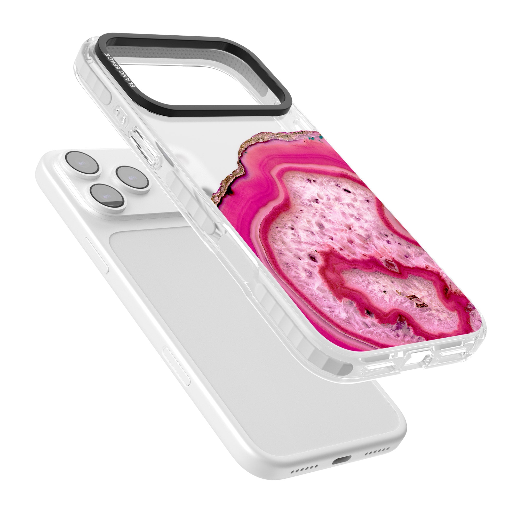Pink Geode Crystal iPhone 17 Pro Impact Clear Phone Case Colours