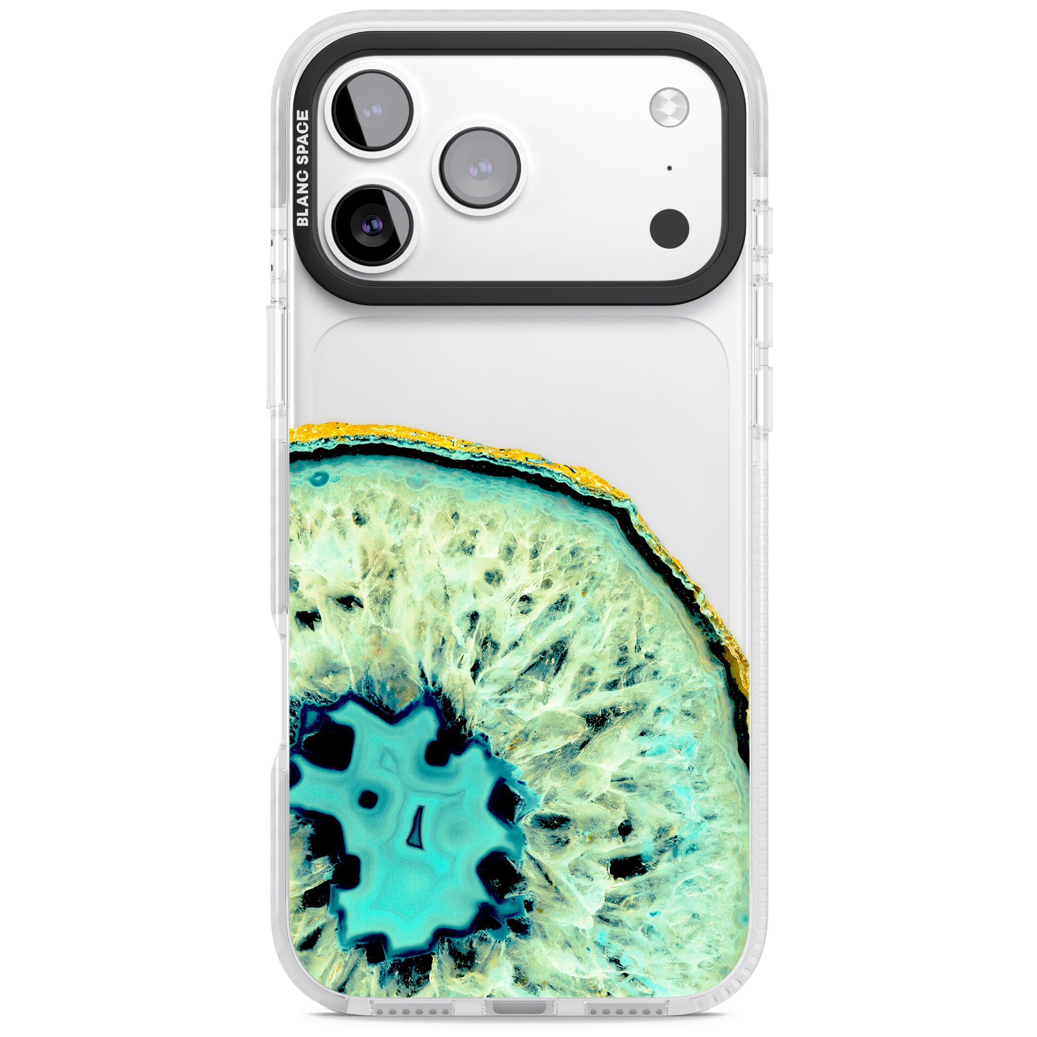 Turquoise Geode Crystal iPhone 17 Pro Impact Clear Phone Case