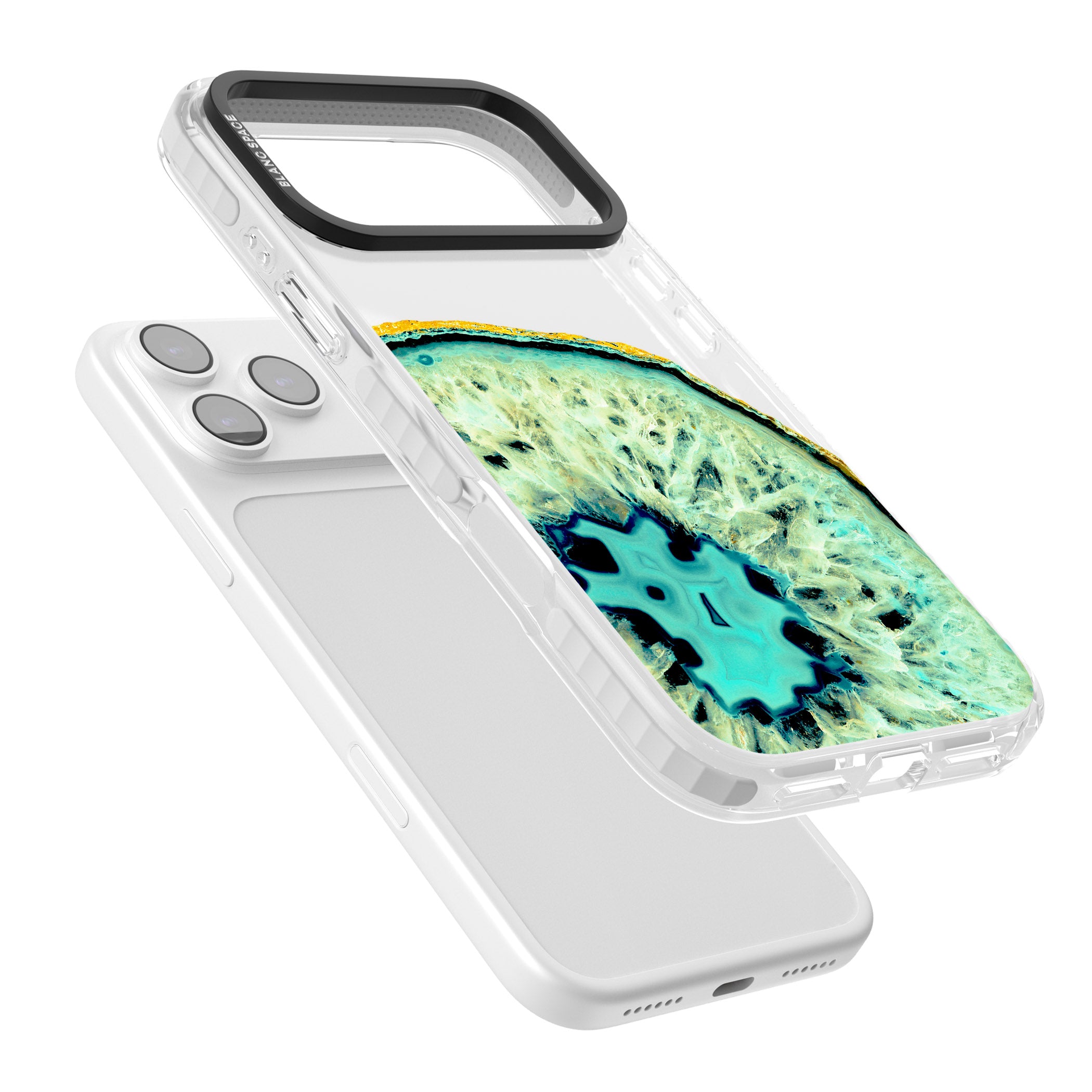 Turquoise Geode Crystal iPhone 17 Pro Max Impact Clear Phone Case Colours
