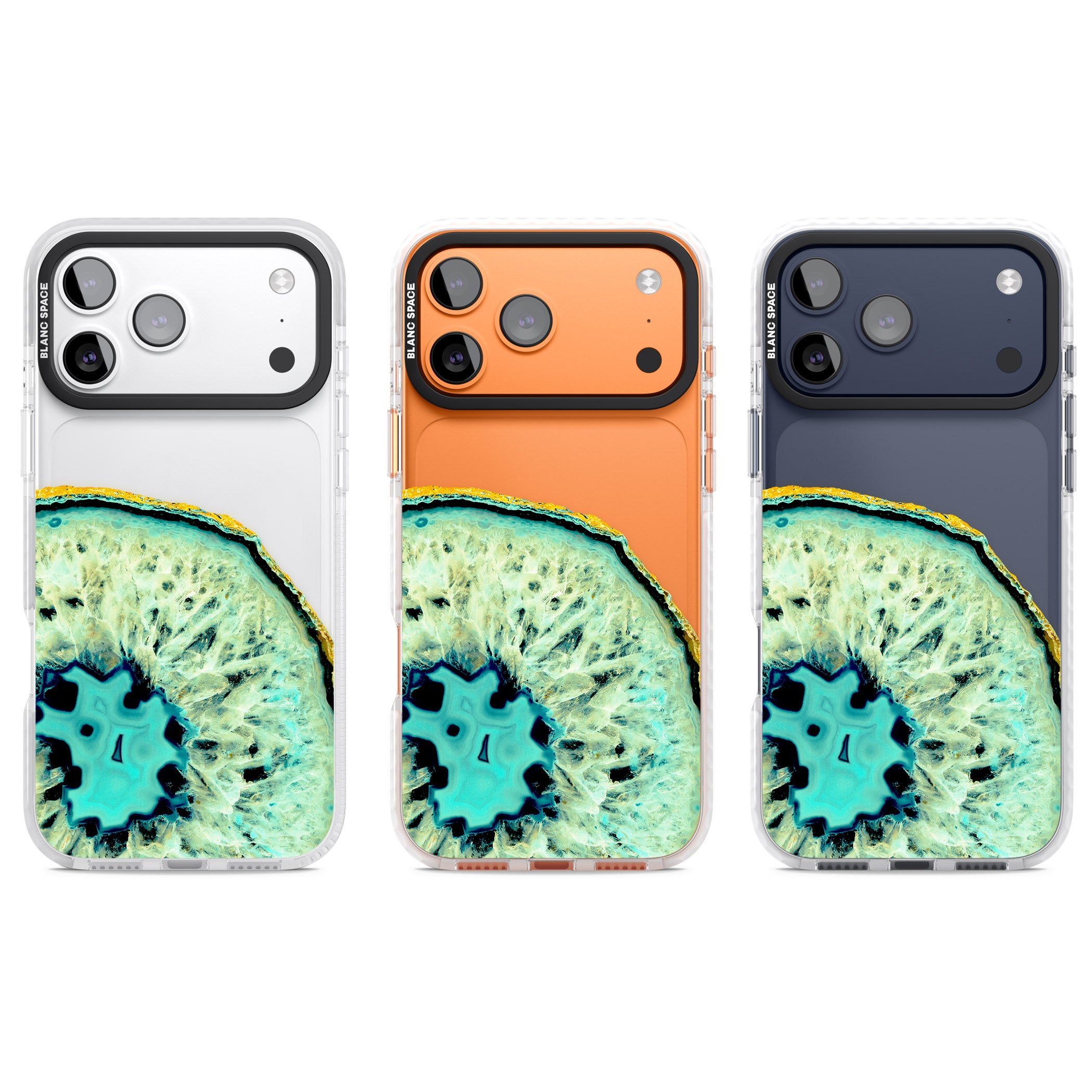 Turquoise Geode Crystal iPhone 17 Pro Impact Clear Phone Case APT Impact Protection