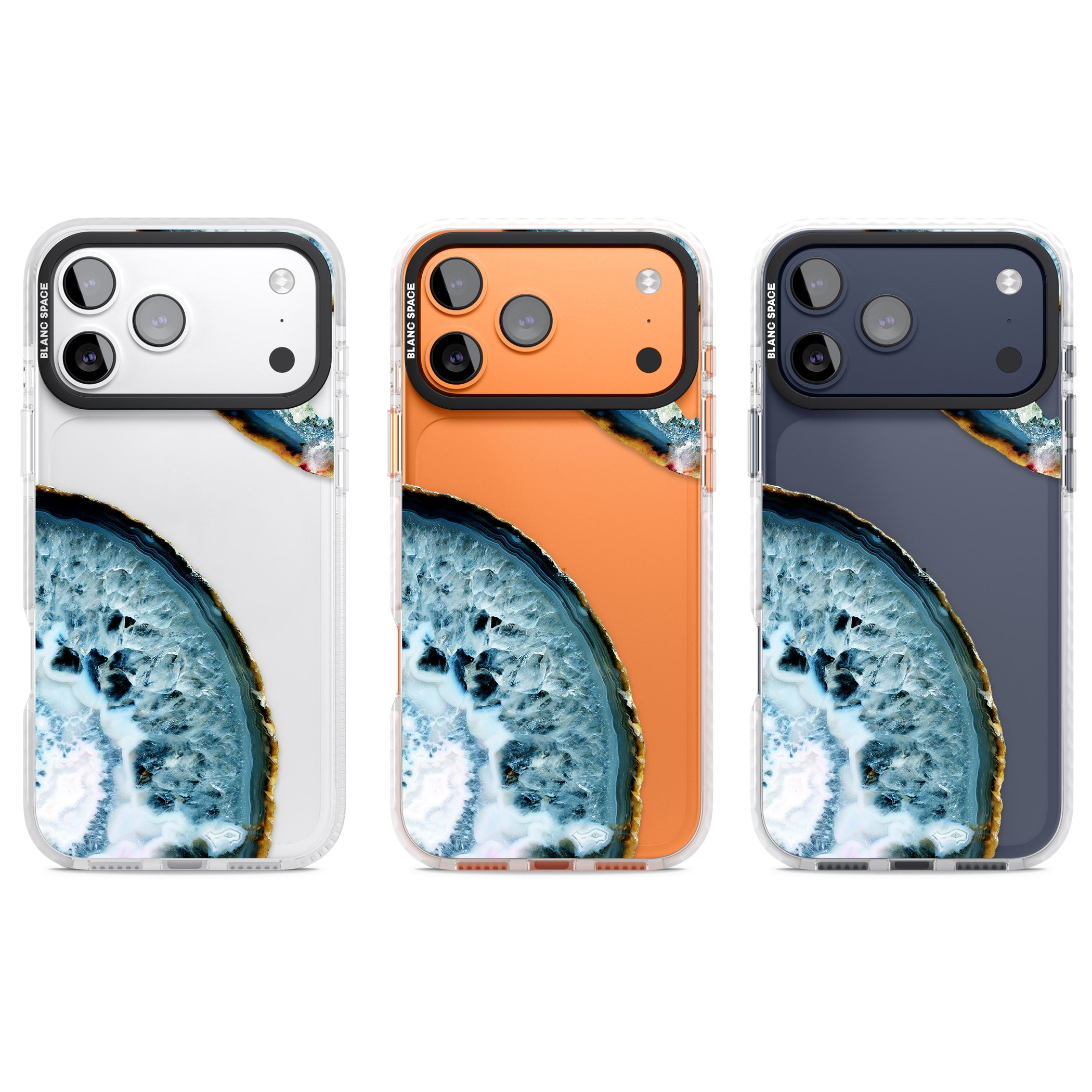 Blue Agate Slice iPhone 17 Pro Impact Clear Phone Case APT Impact Protection