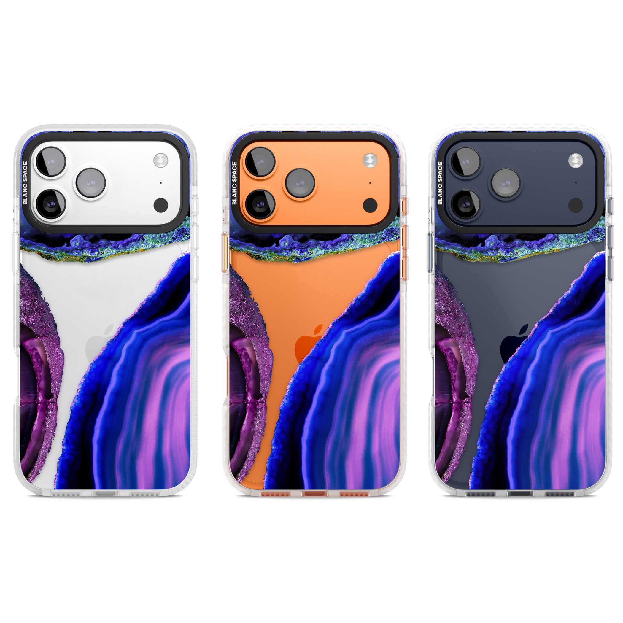 Violet Agate Slice iPhone 17 Pro Impact Clear Phone Case APT Impact Protection