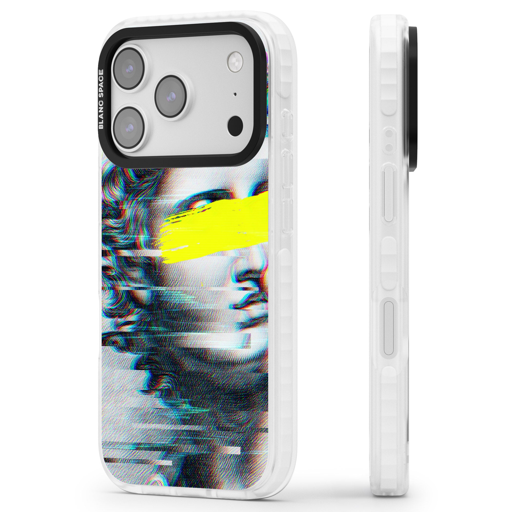Glitched Fragment iPhone 17 Pro Max Impact Clear Phone Case Side Profile