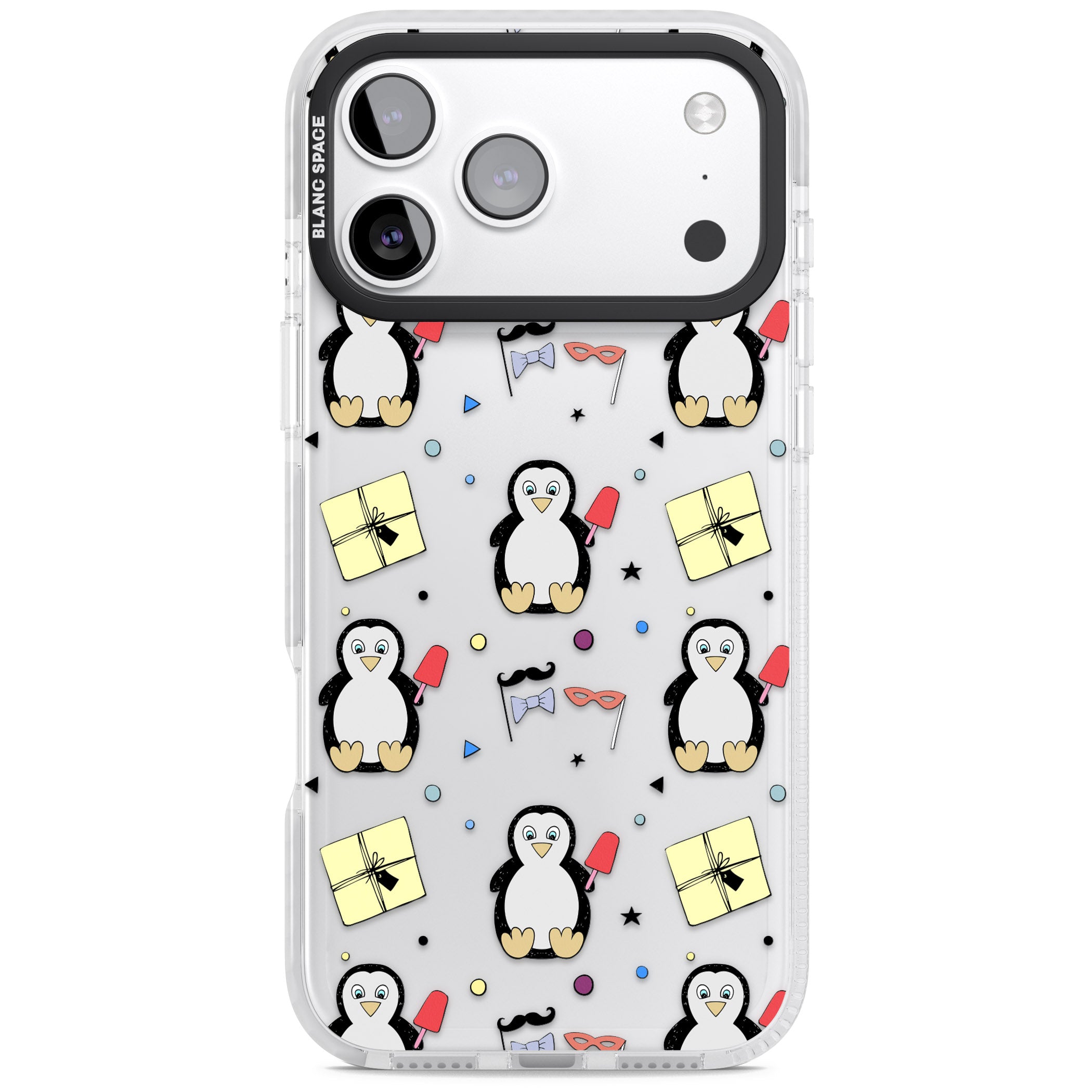 Cute Penguin Pattern Clear iPhone 17 Pro Impact Clear Phone Case