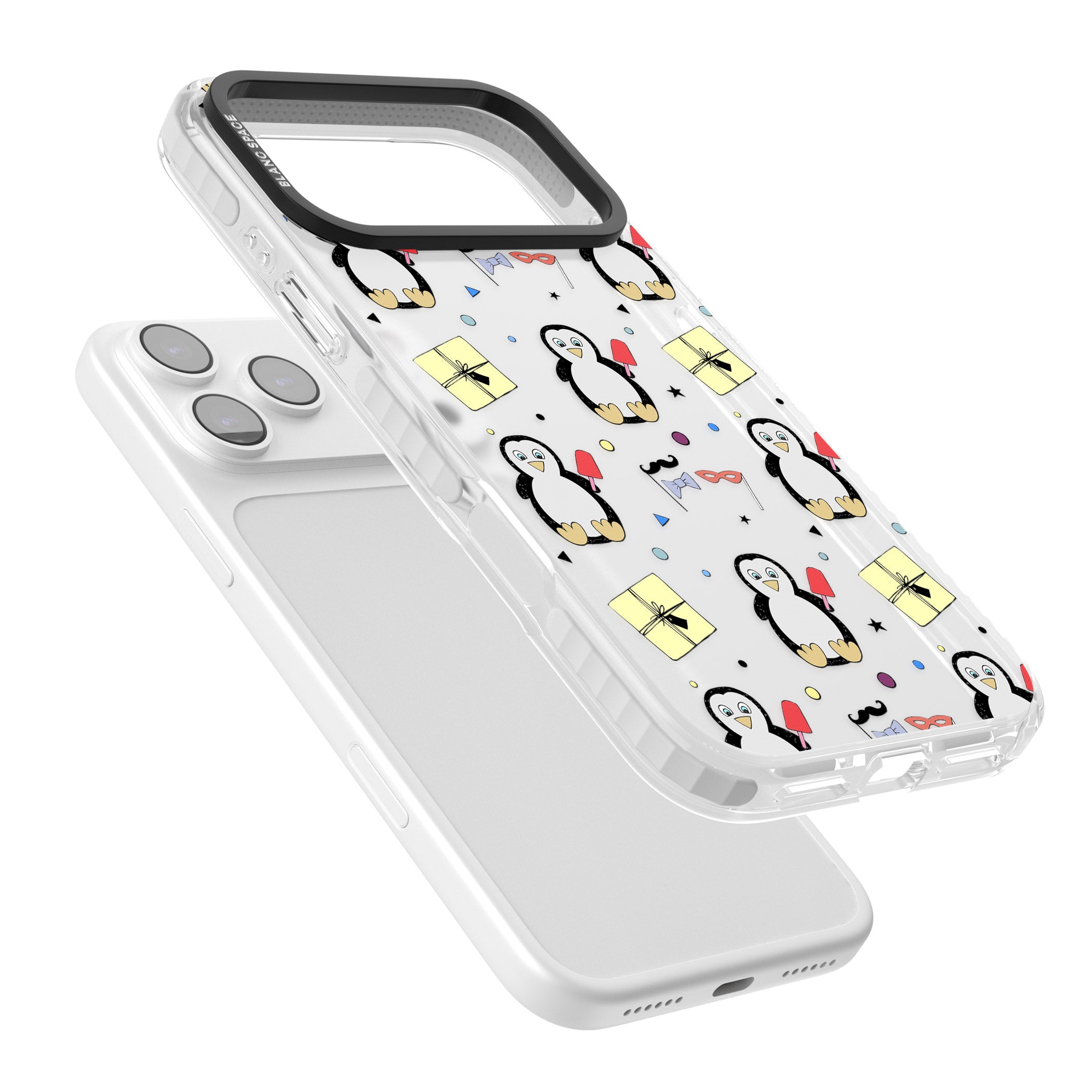 Cute Penguin Pattern Clear iPhone 17 Pro Impact Clear Phone Case Colours