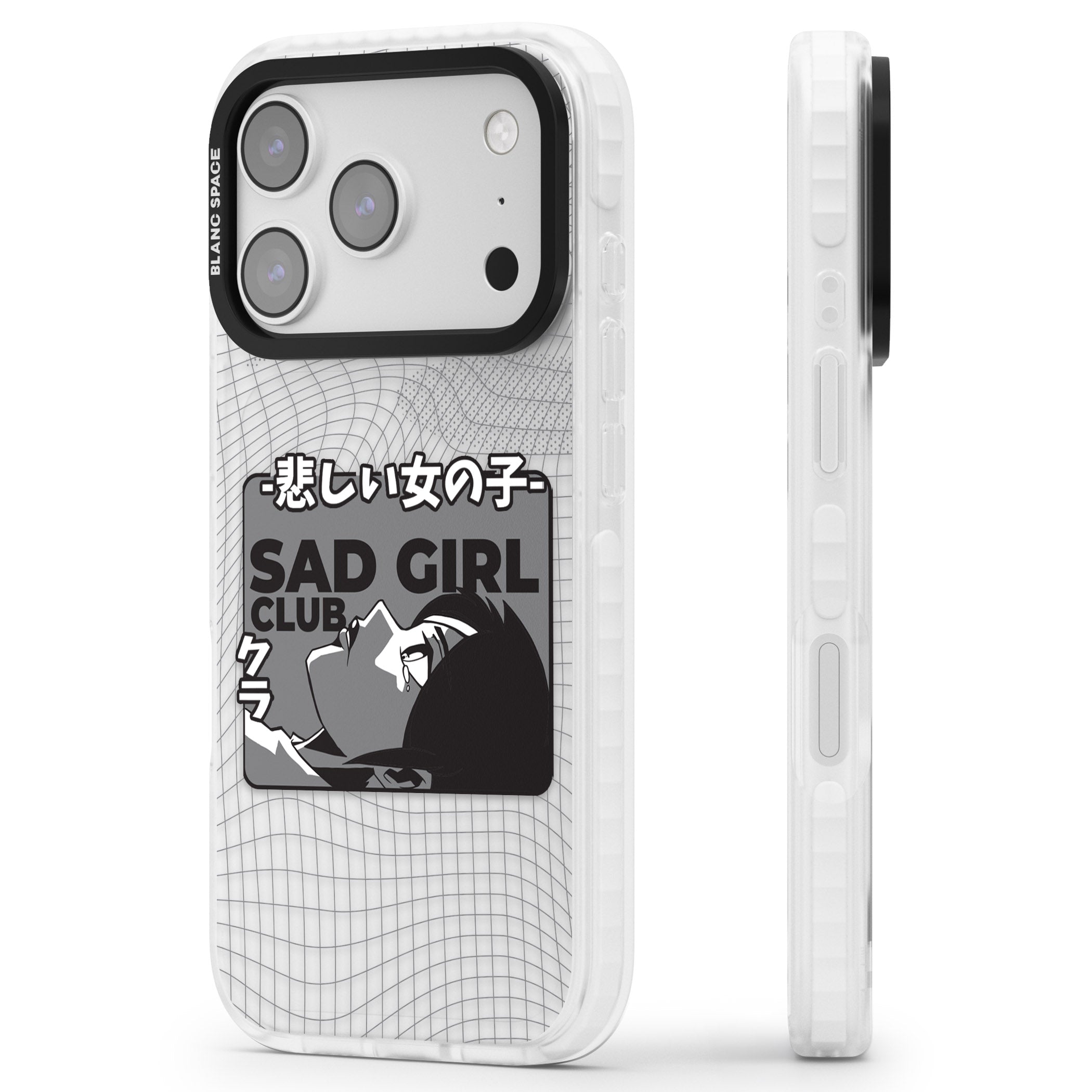 Sad Girl Club iPhone 17 Pro Max Impact Clear Phone Case Side Profile