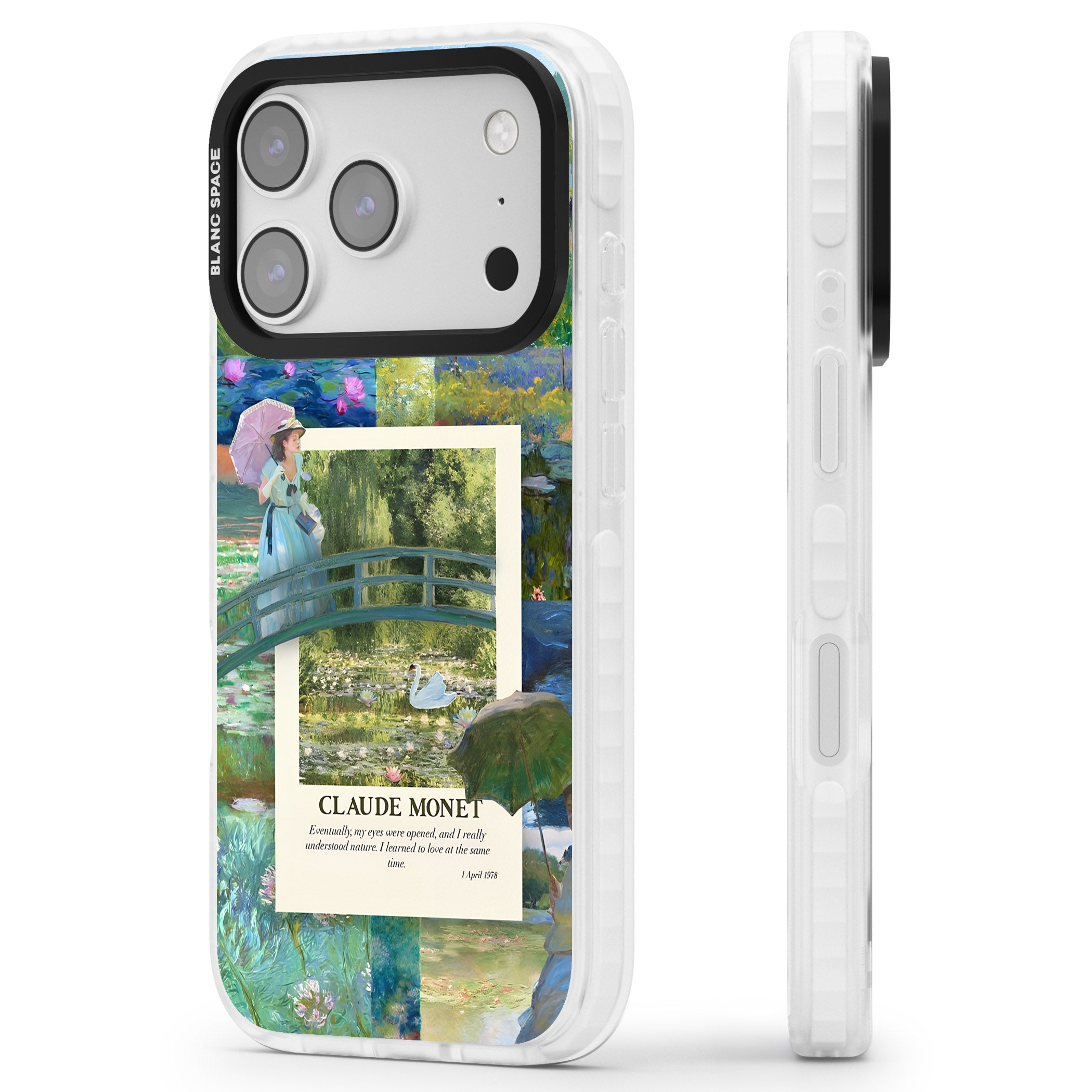 Monet Gardens iPhone 17 Pro Impact Clear Phone Case Side Profile