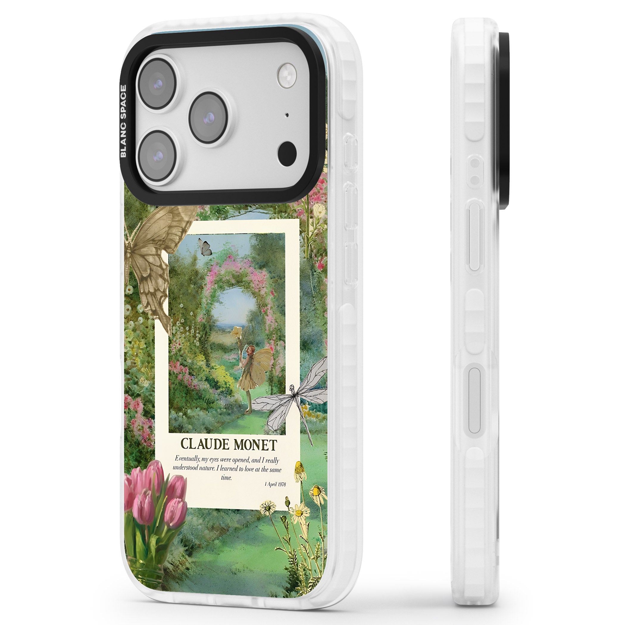 Monet Fairy Garden iPhone 17 Pro Impact Clear Phone Case Side Profile