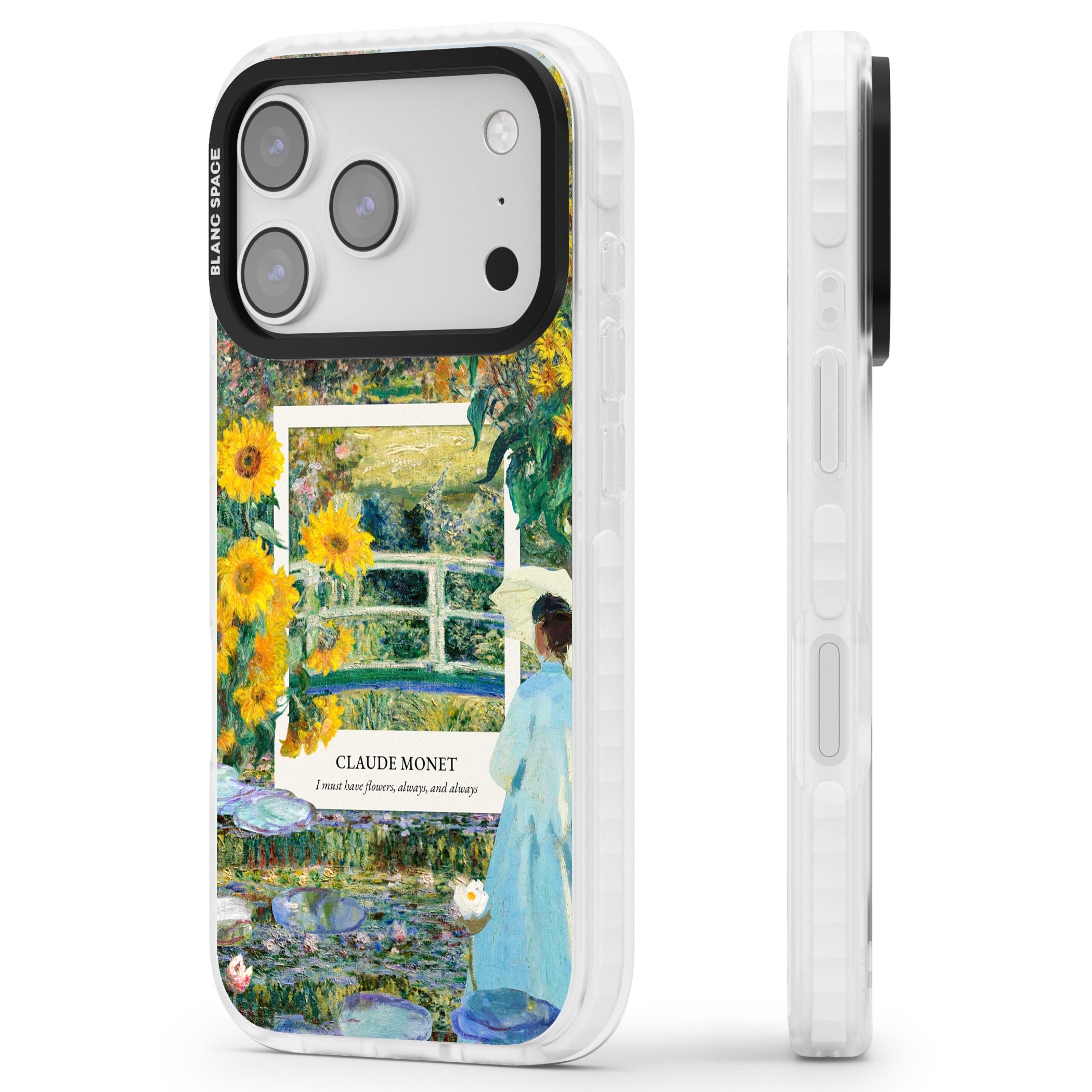 Monet Garden Bridge iPhone 17 Pro Impact Clear Phone Case Side Profile