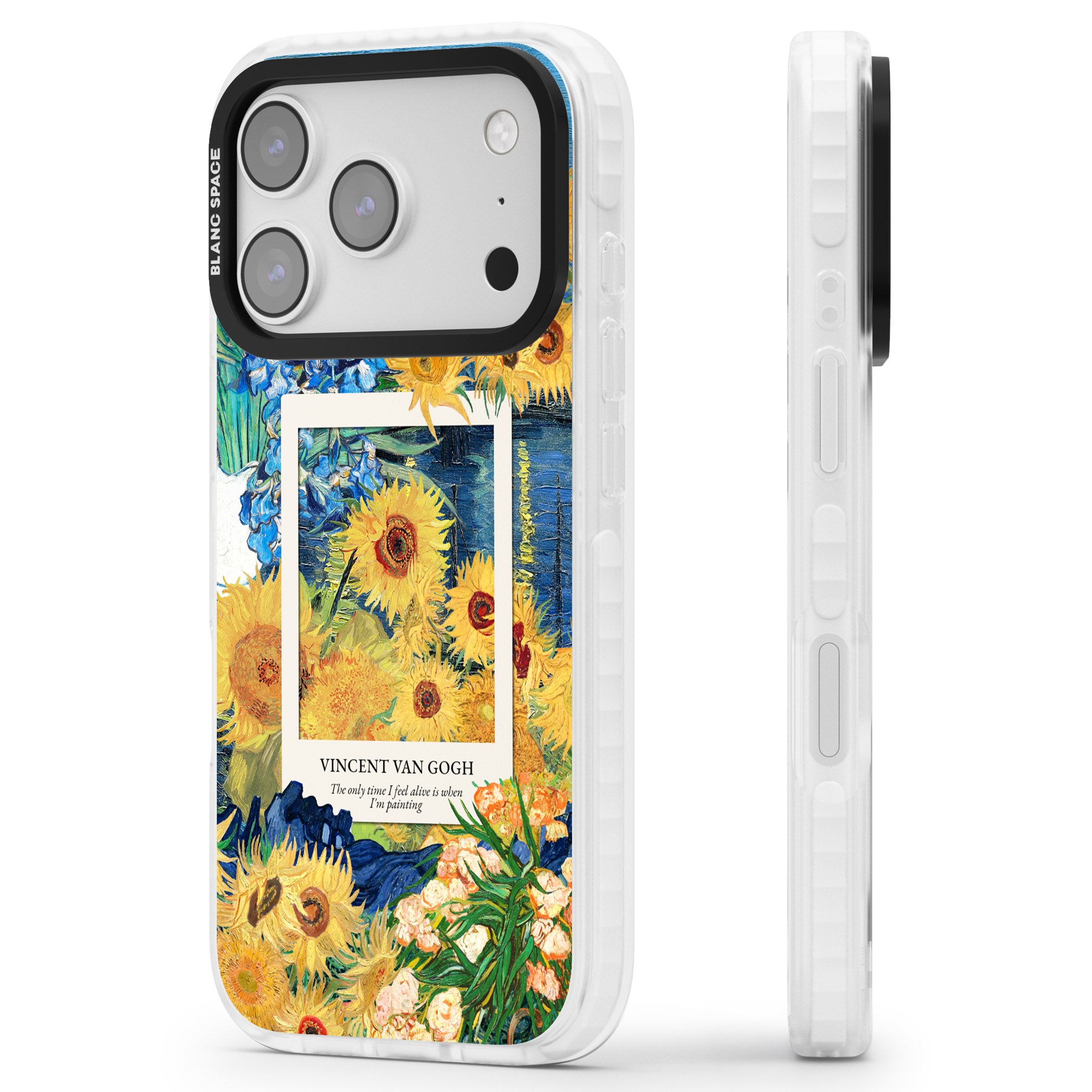 Van Gogh Sunflowers iPhone 17 Pro Max Impact Clear Phone Case Side Profile