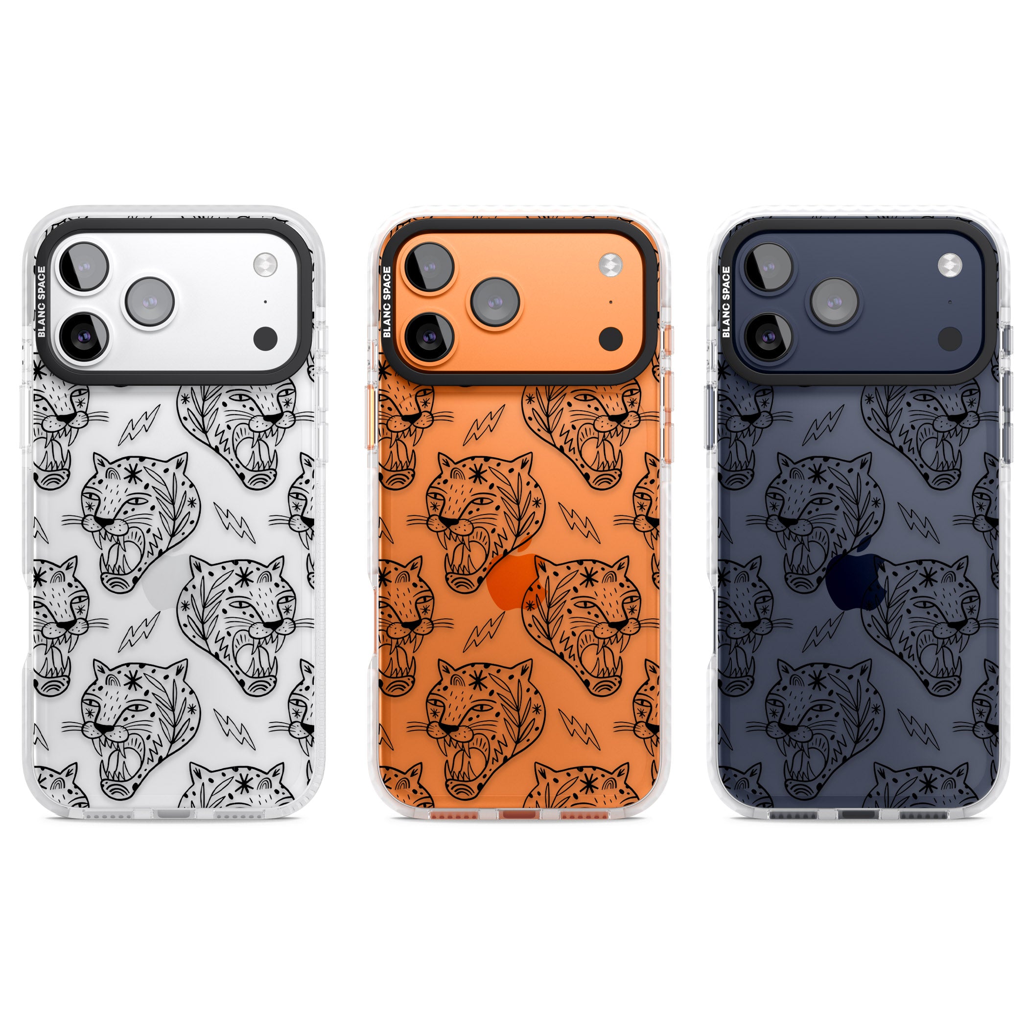 Black Tiger Roar Pattern iPhone 17 Pro Impact Clear Phone Case APT Impact Protection