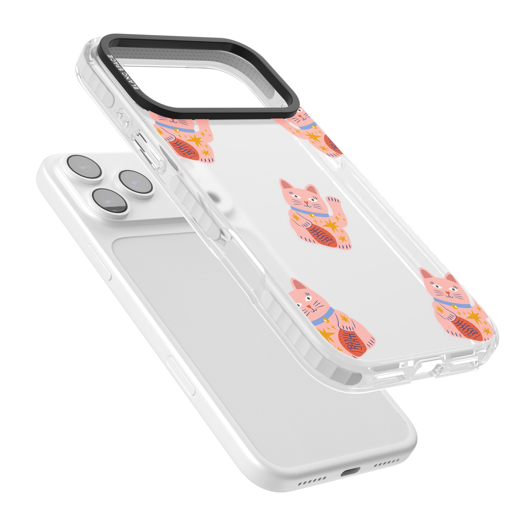 Waving Cat Pattern iPhone 17 Pro Max Impact Clear Phone Case Colours