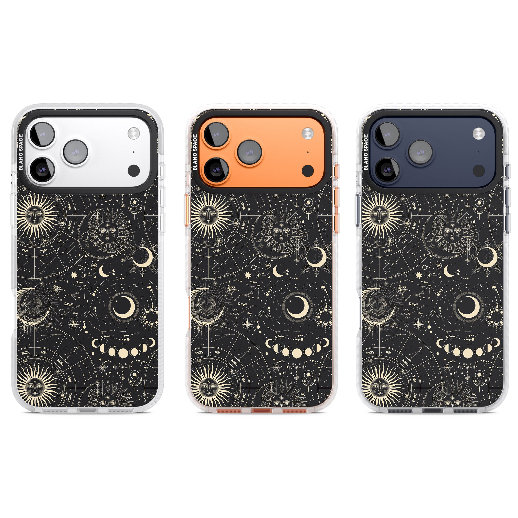 Celestial Suns, Moons & Zodiacs iPhone 17 Pro Impact Clear Phone Case APT Impact Protection