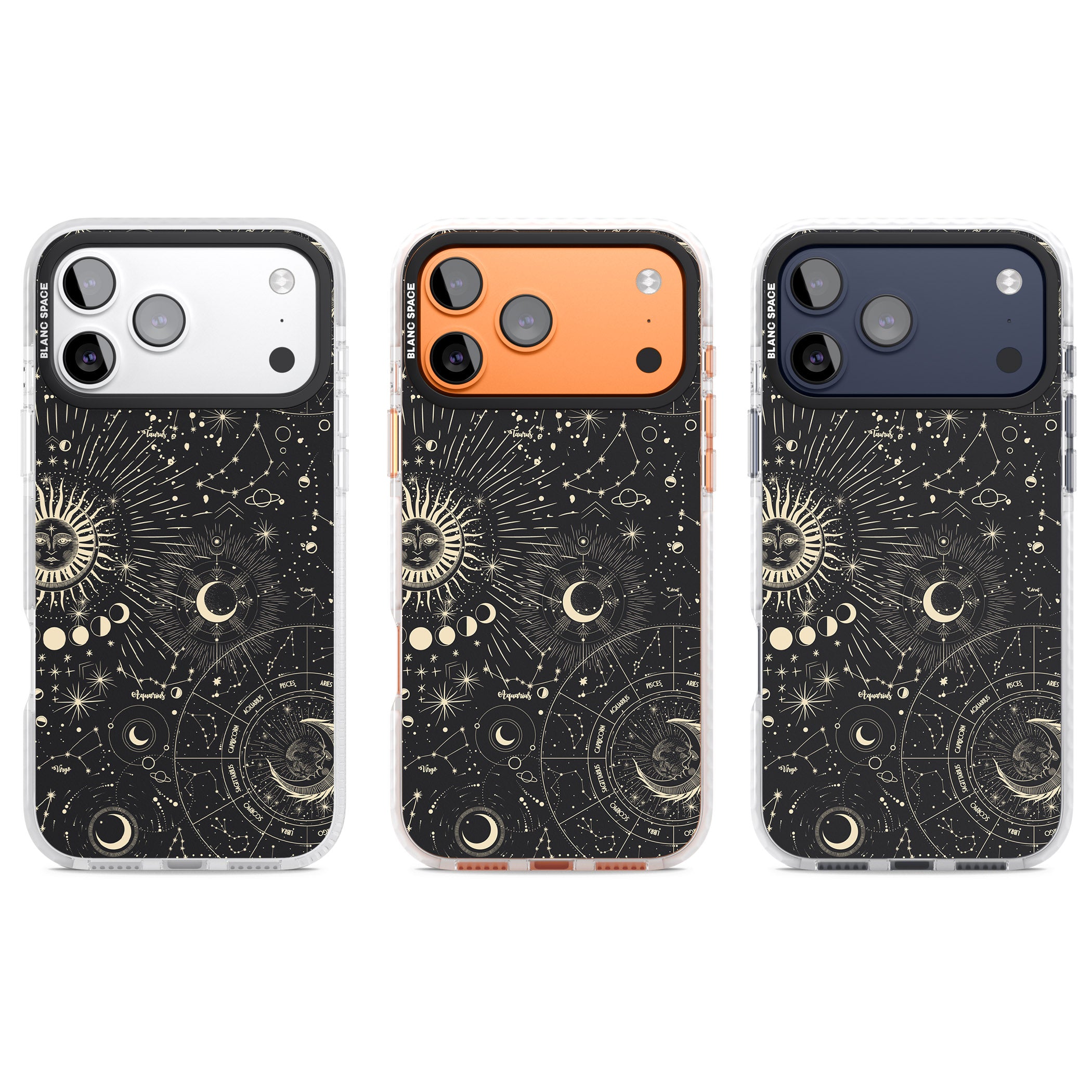 Suns & Zodiac Celestial Chart iPhone 17 Pro Impact Clear Phone Case APT Impact Protection