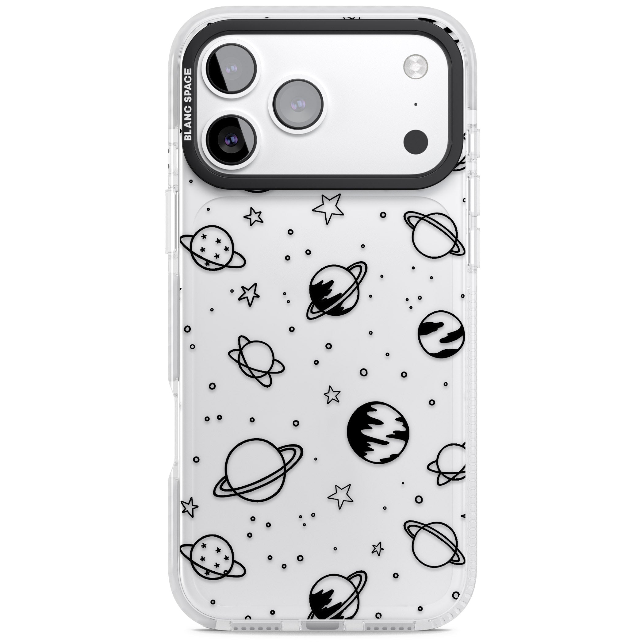 Cosmic Sketch Black Clear iPhone 17 Pro Max Impact Clear Phone Case