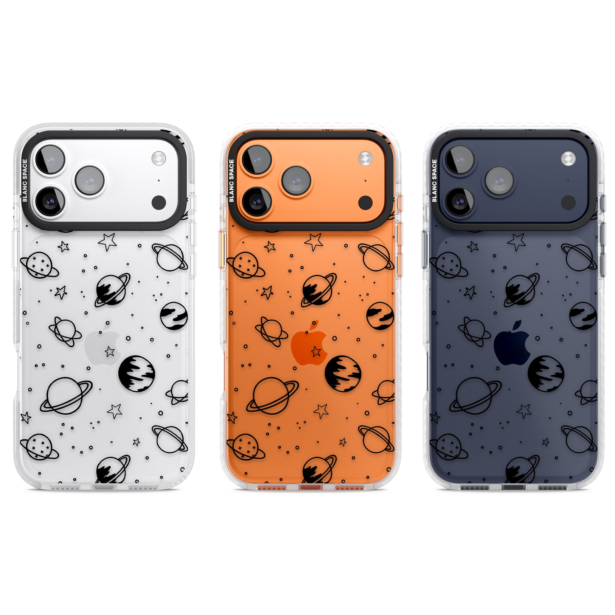 Cosmic Sketch Black Clear iPhone 17 Pro Impact Clear Phone Case APT Impact Protection