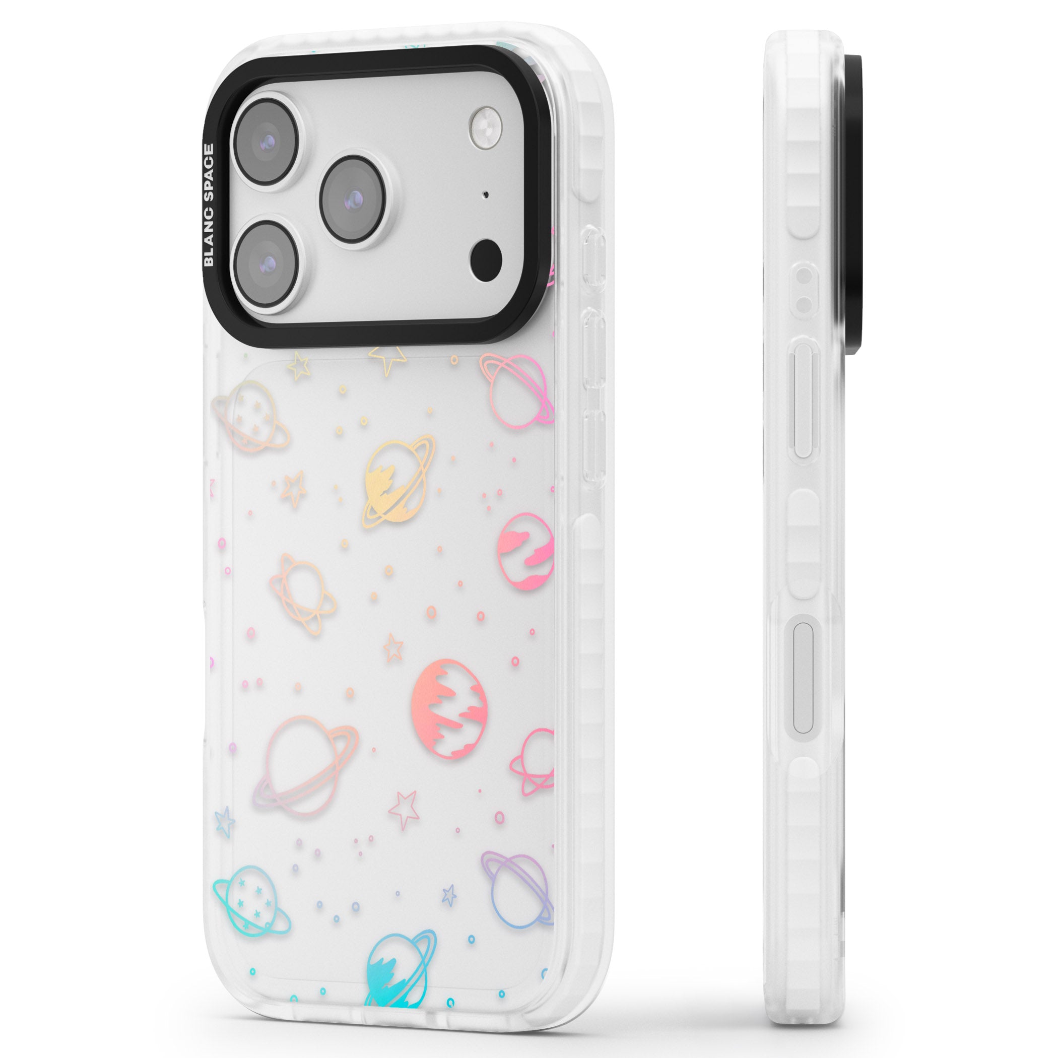 Pastel Space Universe iPhone 17 Pro Impact Clear Phone Case Side Profile
