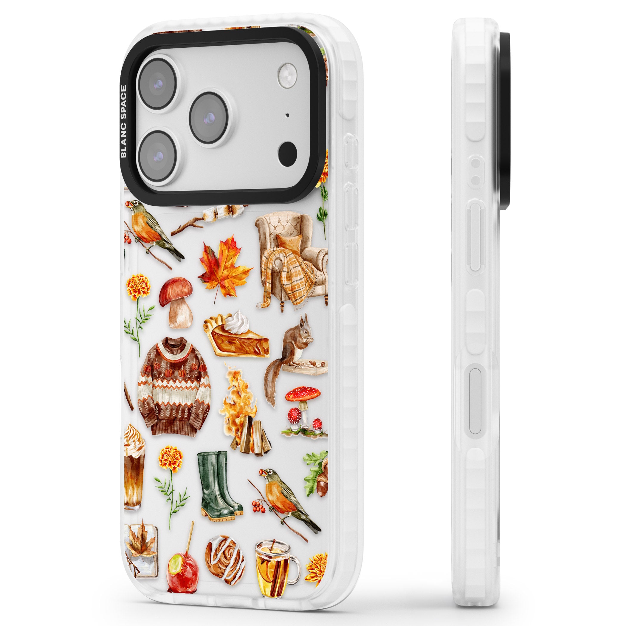 Cozy Autumn Aesthetic iPhone 17 Pro Impact Clear Phone Case Side Profile