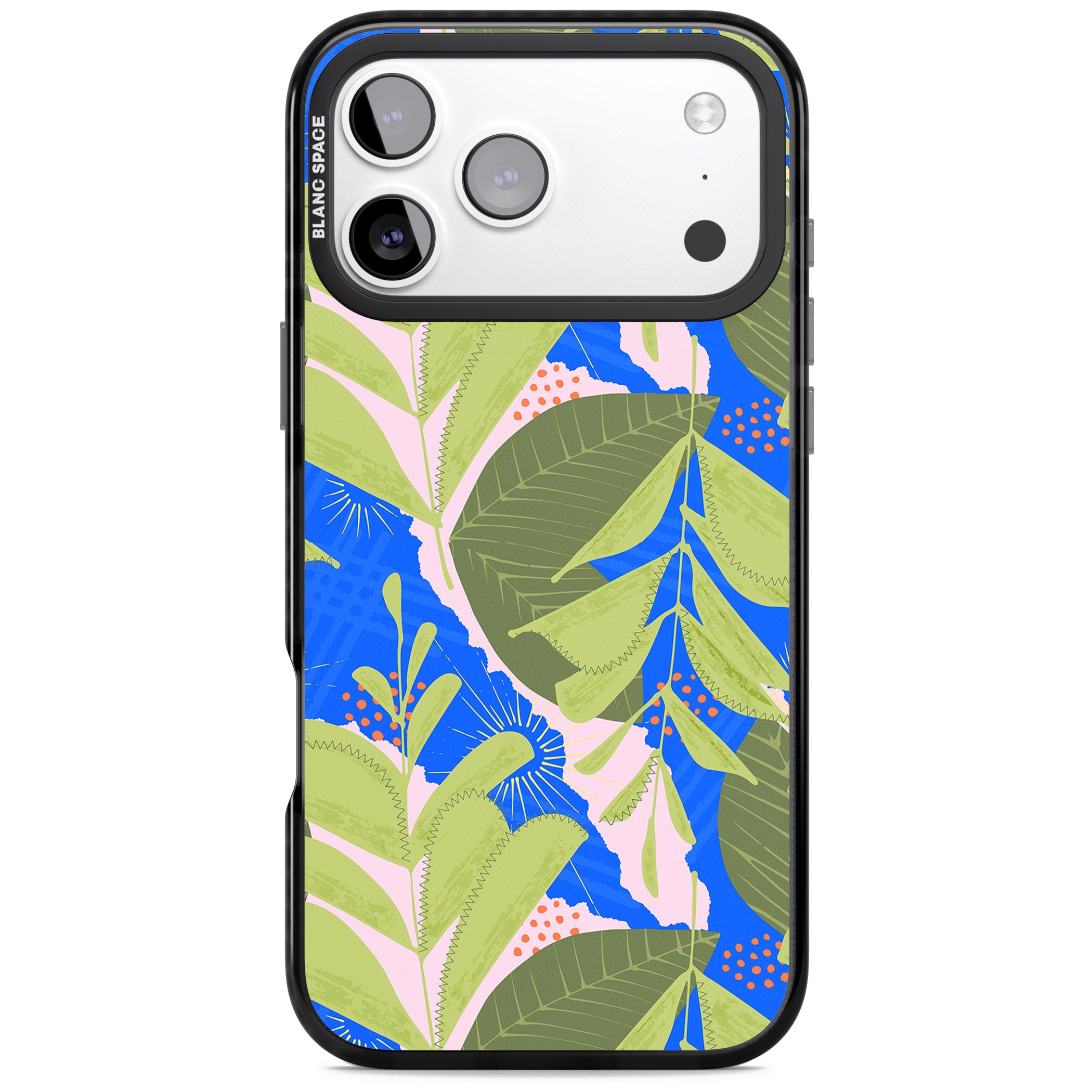 Fern Leaves Abstract Pattern iPhone 17 Pro Max Impact Black Phone Case