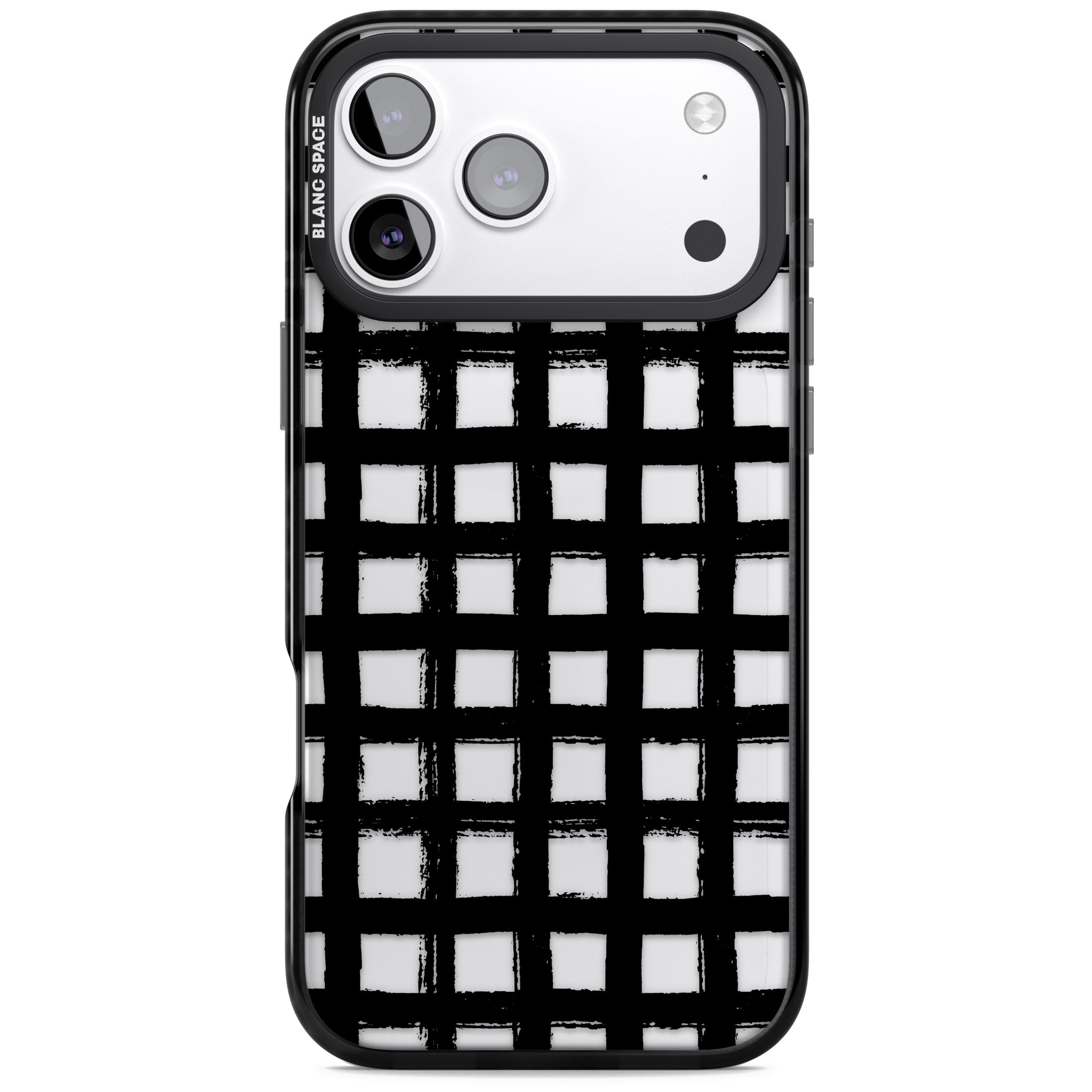 Messy Black Grid Clear iPhone 17 Pro Max Impact Black Phone Case